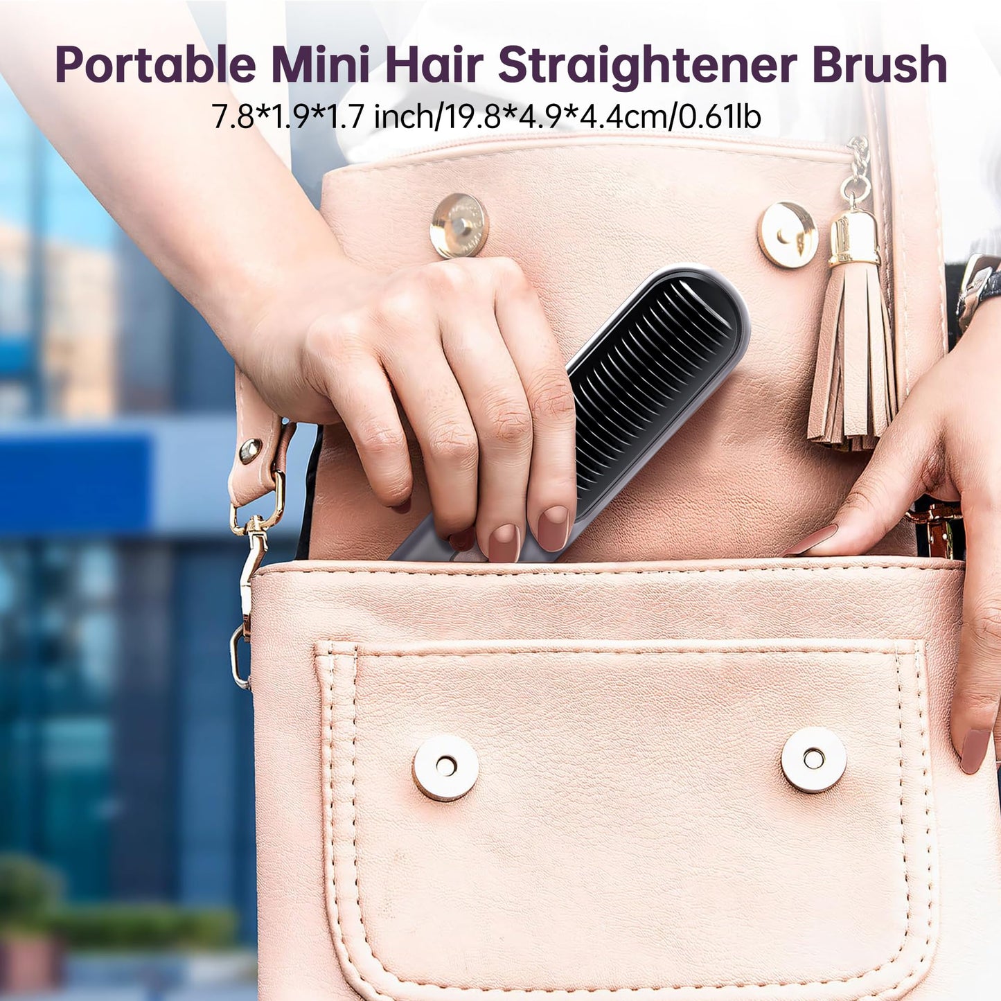 BGFOX Cordless Hair Straightener Brush [10 Mins Shiny Look Anytime Anywhere], USB Rechargeable Portable Ionic Hair Straightener Comb Straightening Brush for Women Travel with 3 Temps 30s Fast Heating