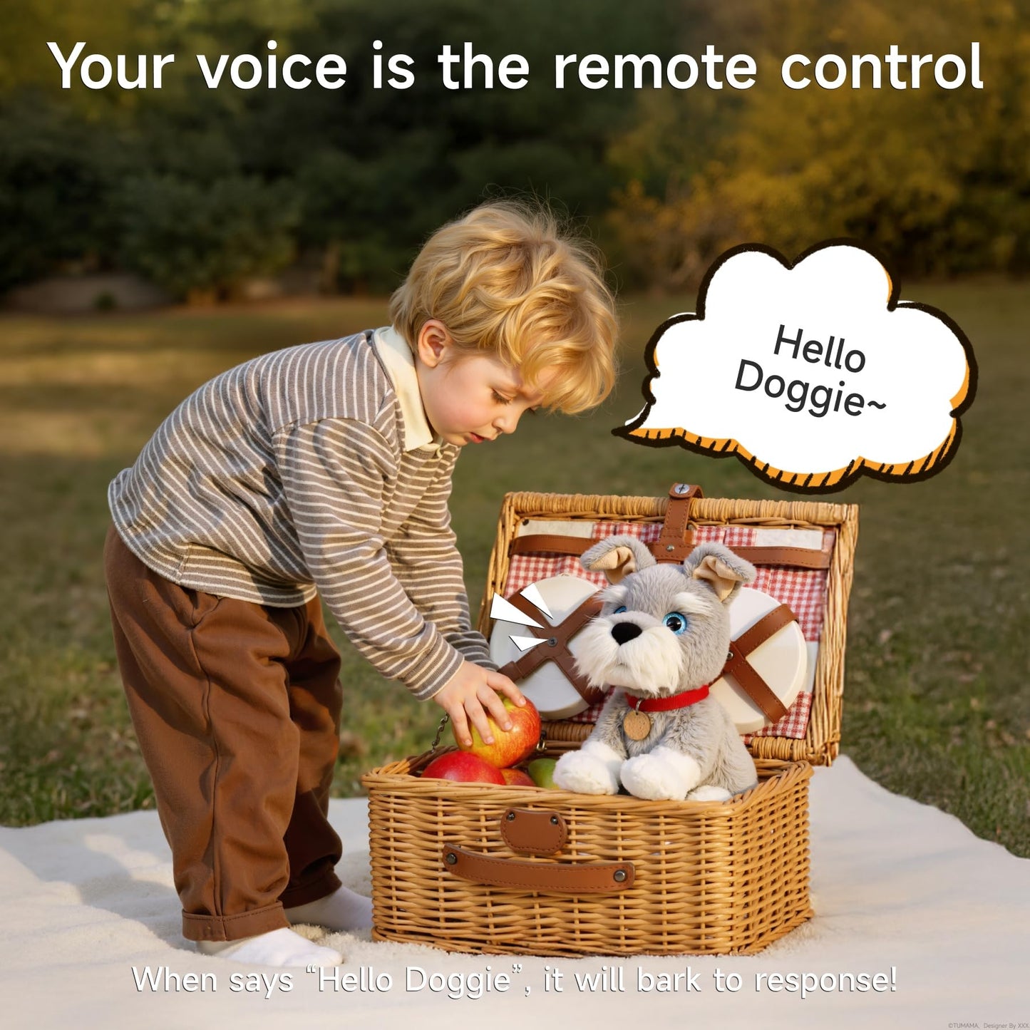 TUMAMA Voice-Activated Control Stuffed Animal Pet Toys, Electronic Interactive Plush Dog Toy that Walking, Talking, Barking, Tail Wagging, Realistic Robot Puppy Toy for 3+ Boys and Girls