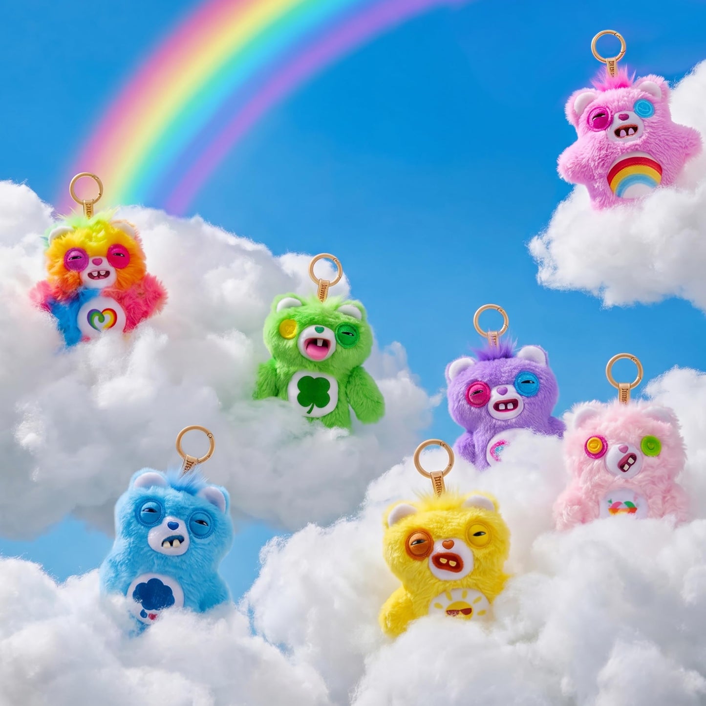 Fuggler Care Bear Keyring 5 Inch Plush Collectible Accessory (6 Pack) by ZURU Featuring Funny Ugly Monster Design with Clip-On Key Ring, Perfect for Bags, Backpacks, and Fans