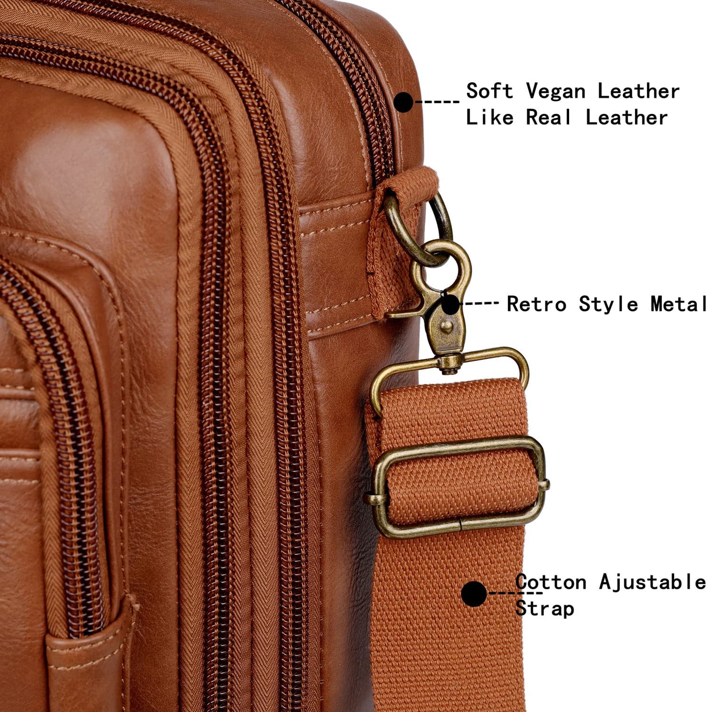 Vegan Leather Laptop Backpack Briefcase Hybrid 15.6 Inch Laptop Travel Backpack Hiking College Backpack for Men BC-04 (Brown)