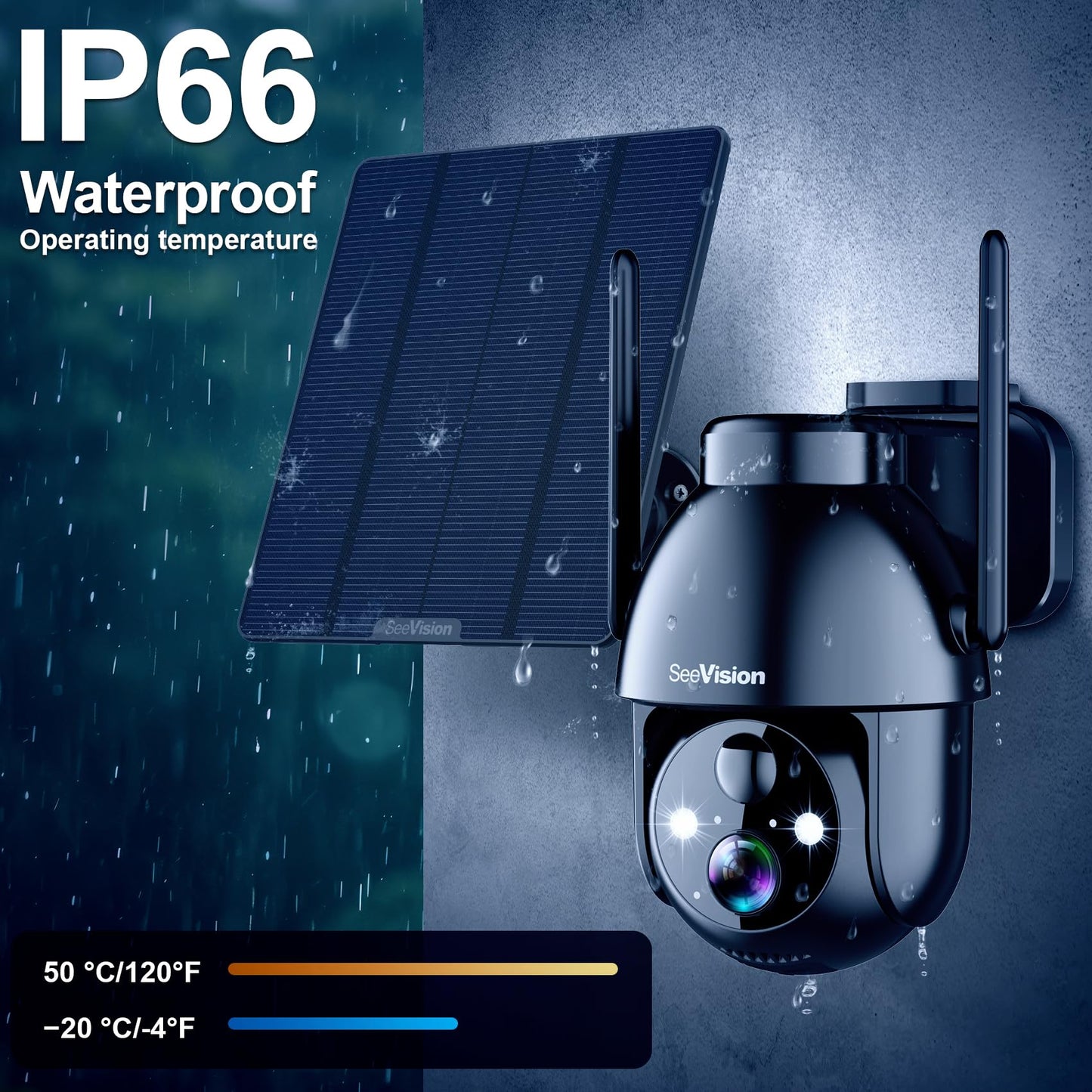 4G LTE Cellular Security Camera, Solar Security Cameras Wireless Outdoor with Built in SIM Card, No WiFi Security Camera Featuring 3MP 2K HD, PIR Motion Detection, Color Night Vision, 2-Way Talk