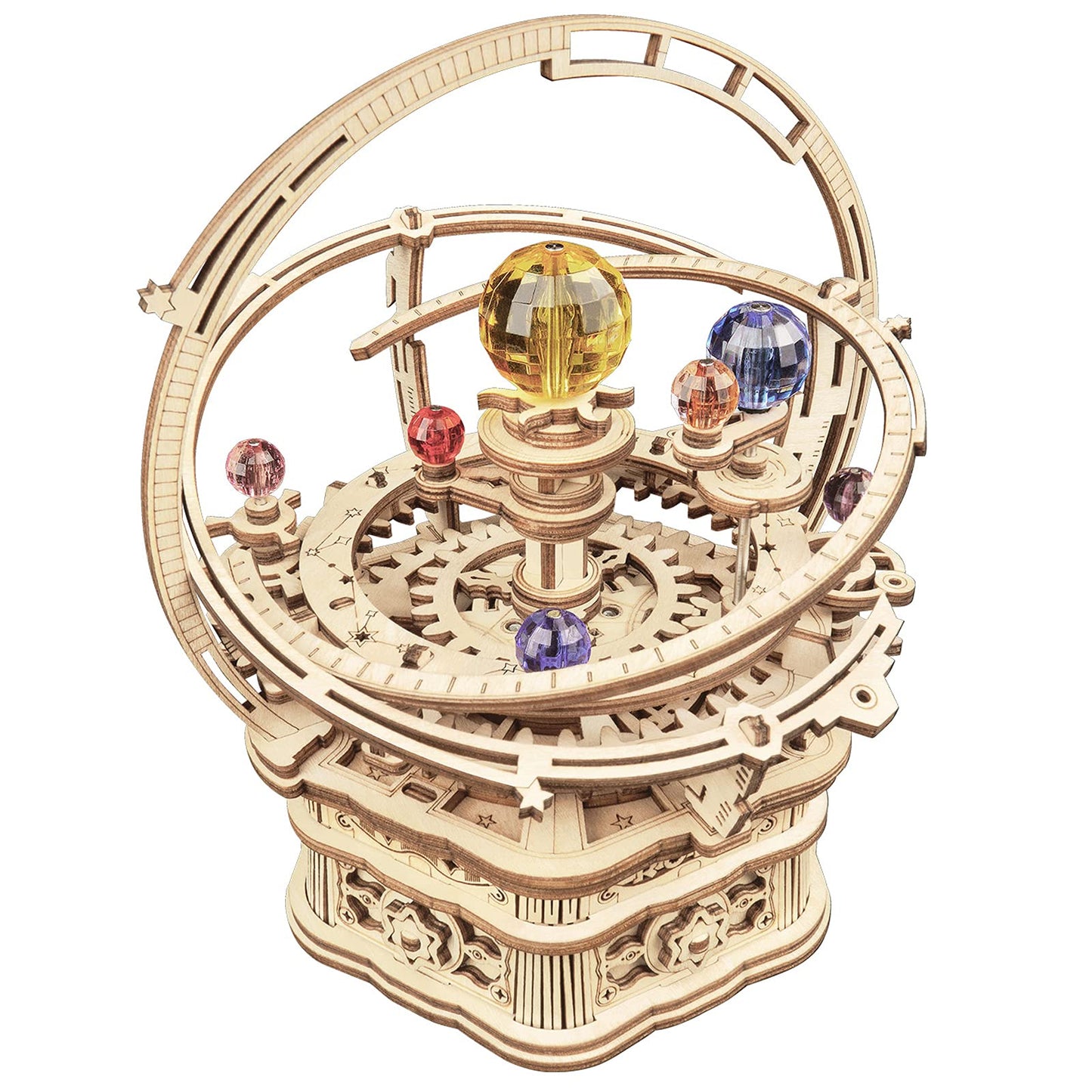 ROKR 3D Wooden Puzzles Rotatable DIY Model Music Box Mechanical Starry Night - Educational Brain Teaser Assembly Model Building Kits, Adults Crafts Hobbies Gifts for Adult (Starry Night)