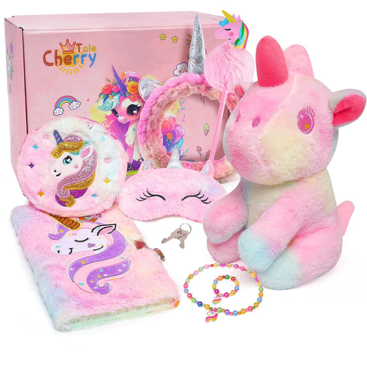 Cherry Tale Toys Gifts for Girls 4-6 7 8 9 10 Years Old, Girls Birthday Gifts Set for Kids Daughter Niece Christmas (A: Plush Unicorn Gift Set)