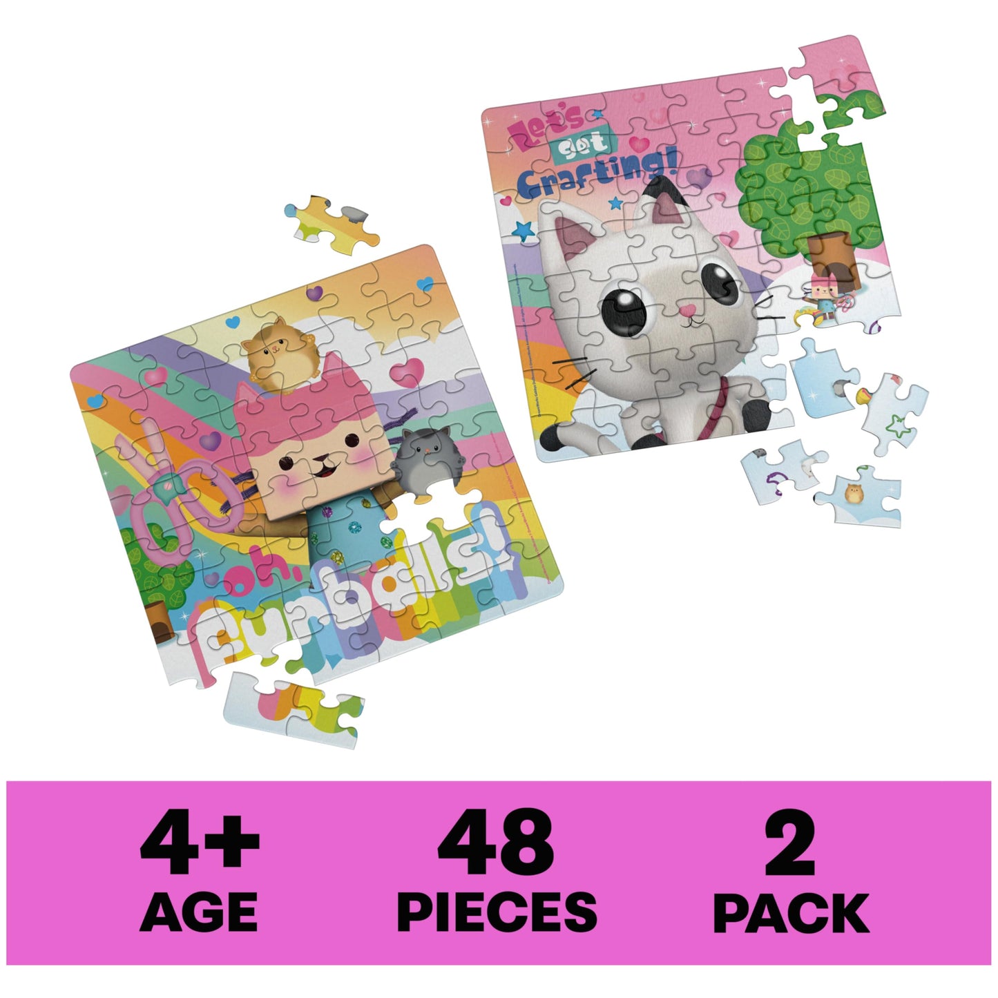 Gabby’s Dollhouse, 2-Puzzle Pack 48-Piece Jigsaw Puzzles in Character Storage Tubes Gabby’s Dollhouse Toys Kids Puzzles, for Preschoolers Ages 4 and up