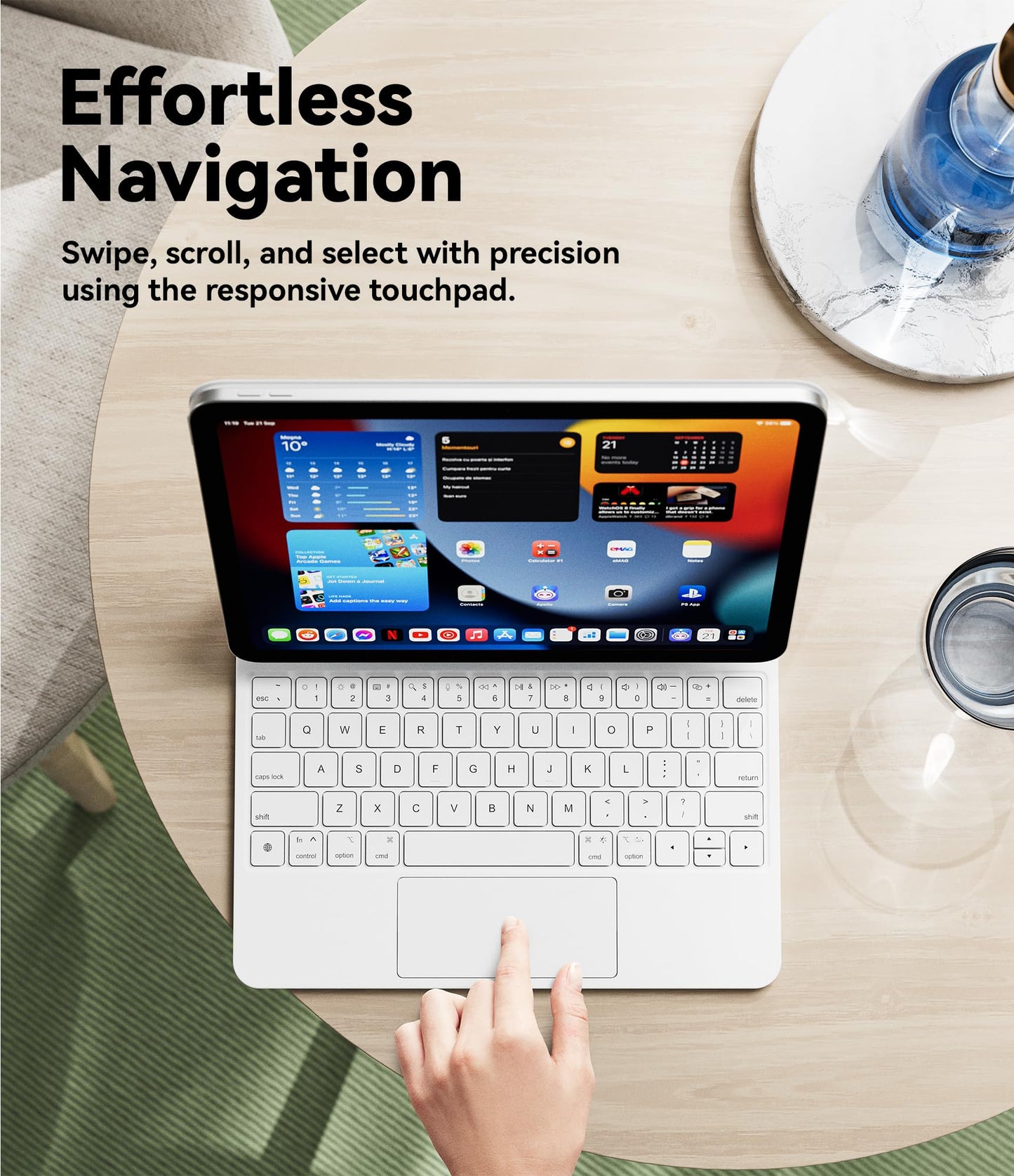GreenLaw for iPad 10th Generation Case with Keyboard, Magic-Style Keyboard Stand, 7 Color Backlit, Stain-Resistant Surface, Multi-Touch Trackpad, for iPad 10th Generation Keyboard 10.9" 2022, White