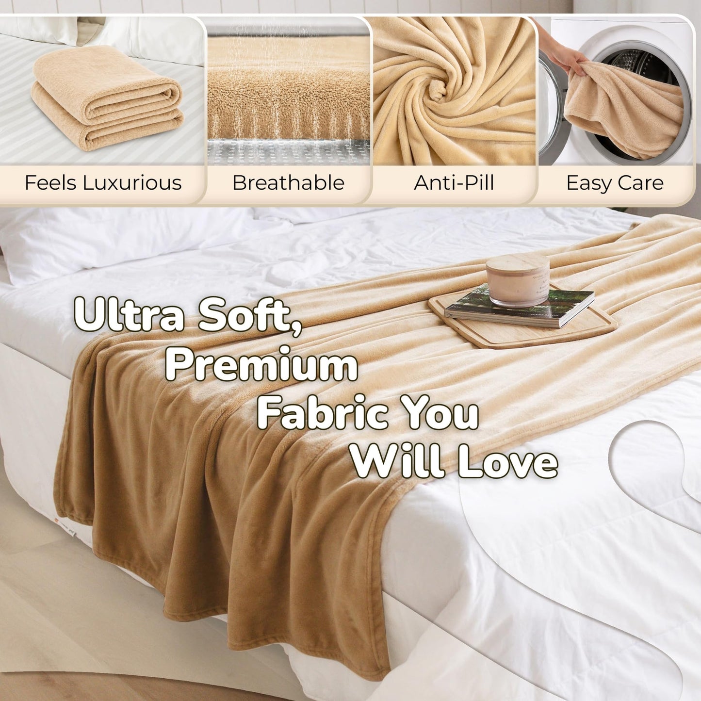 Super Blanky Wearable Blankets for Women, Comfy Wearable Blanket Men, Cozy Gifts for Women, Dorm Room Essentials, Graduation Gift for Her Girlfriend, Gifts for Wife Birthday Gift Ideas, Beige