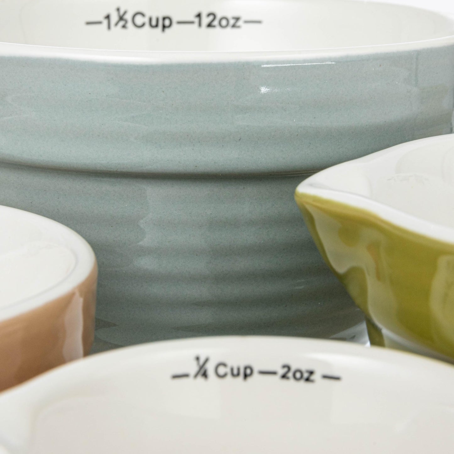 Creative Co-Op Stoneware Batter Bowl Measuring Cups, Set of 4 Sizes, Multicolor