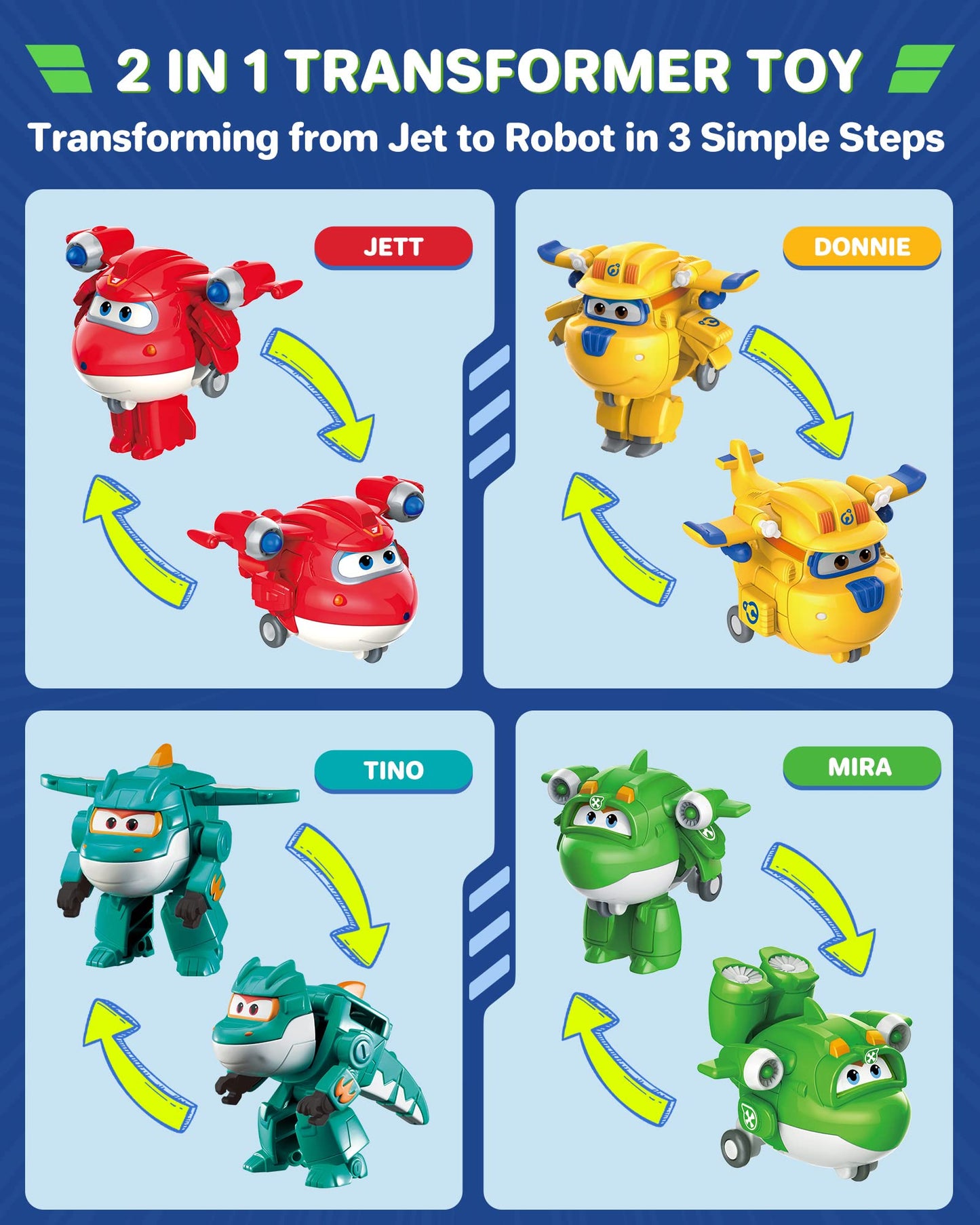 Super Wings Toys, transformable Toys 2 Inch, Mini Action Figures for Kids 3-12 Years Old, Real Mobile Wheels, Birthday Party Supplies for Preschool Boys and Girls, Airplane Toys Playset (15 Packs)