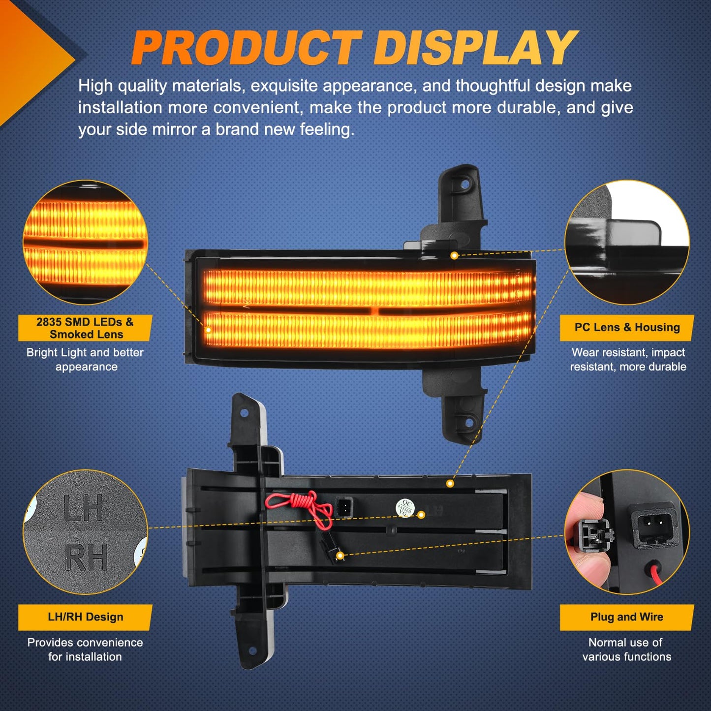 Nilight Side Mirror Marker Light Switchback Amber Turn Signals White Parking Lights Smoked Lens Plug and Play Compatible With 2016-2019 Chevy Silverado GMC Sierra 1500 2500HD 3500HD