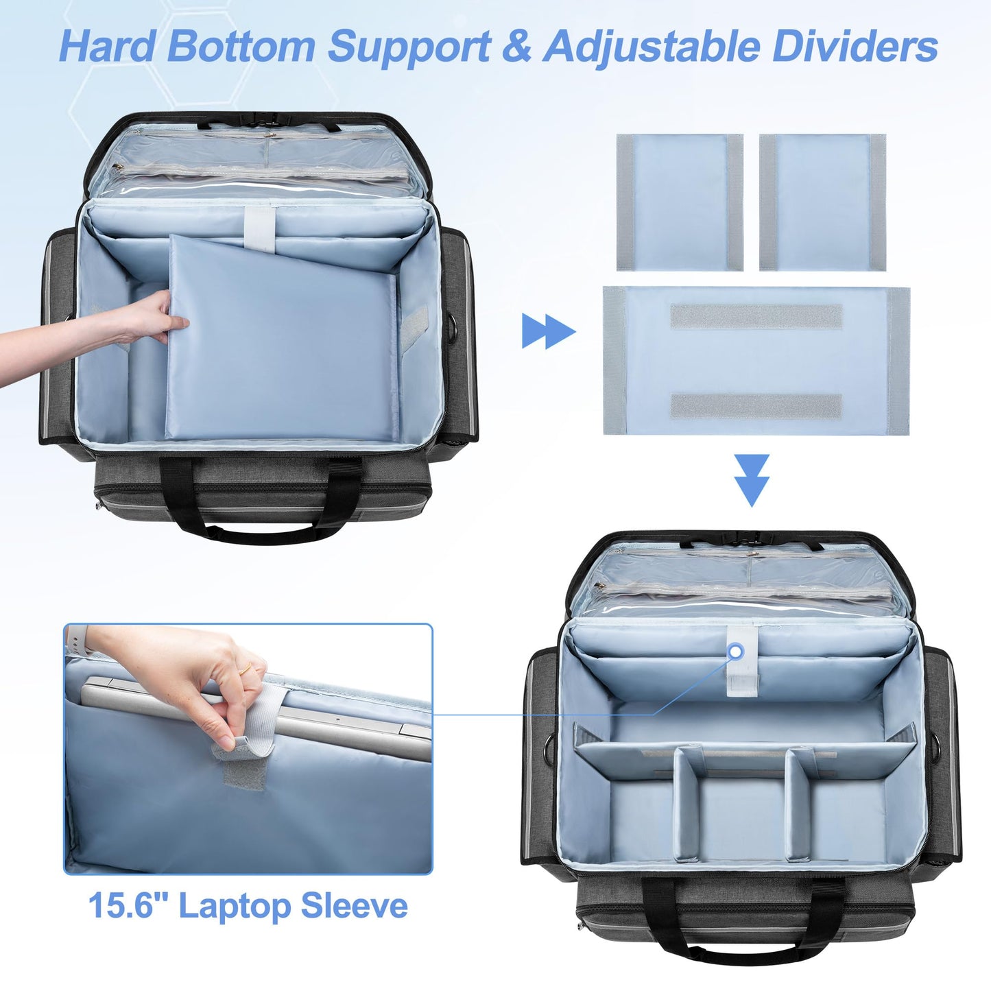 Trunab Medical Bag on Wheels with Detachable Trolley, Rolling Nurse Tote with Removable Dividers, First Responder Bag Empty with Adjustable Shoulder Strap for Nurse, Doctor, BAG ONLY