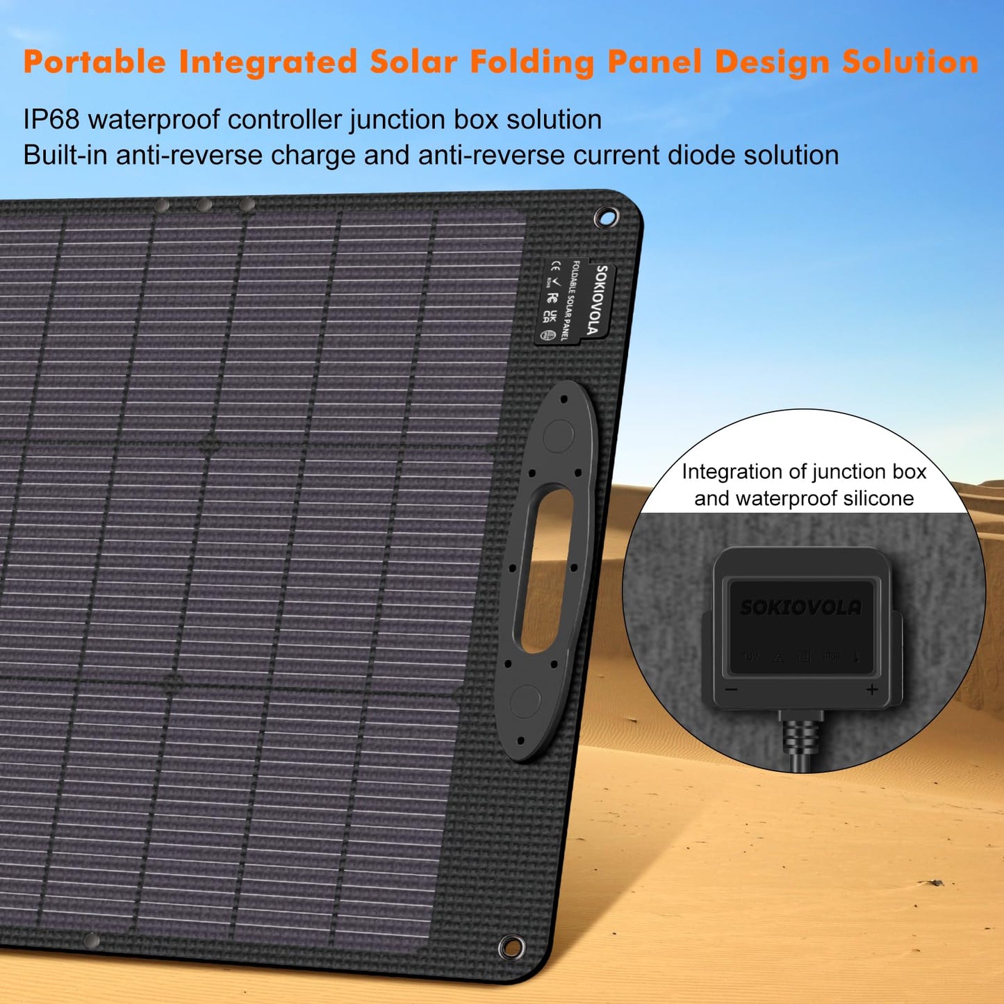 SOKIOVOLA 110W 18V Portable Solar Panel Kit,Portable Foldable Solar Panel,NextGen Solar Cell Up to 25% Conversion Rate,ETFE IP68 Waterproof & Dustproof for Power Station Outdoor Camping RV Trip