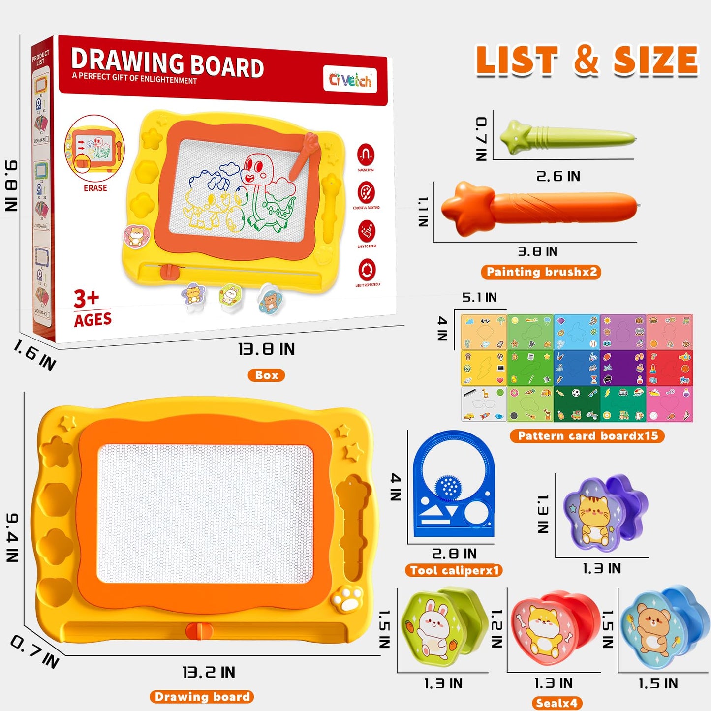 Large Magnetic Dot Board for Kids, Magnetic Drawing Board for Toddlers, Magnetic Dots Art with Magnetic Pen, Montessori Kindergarten Educational Travel Toys, Kids Boys Girls 2 3 4 5 6 7 Years Old