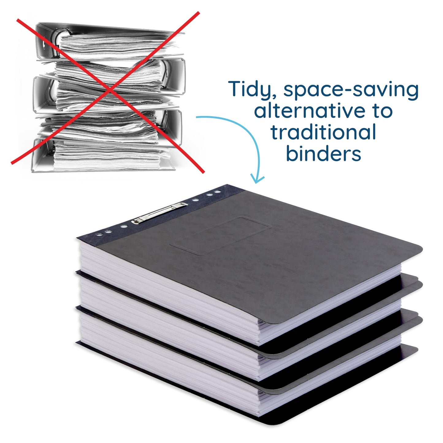 25 Blue Summit Supplies Report Covers with Sliding Bar Fastener - Black Pressboard Report Covers, Letter Size, Durable 2'' Capacity Business Report Covers