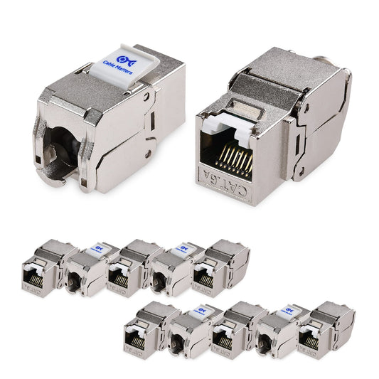 Cable Matters UL Listed 10Gbps 12-Pack RJ45 Shielded Cat6A / Cat6 Keystone Jack with Integrated Shutter