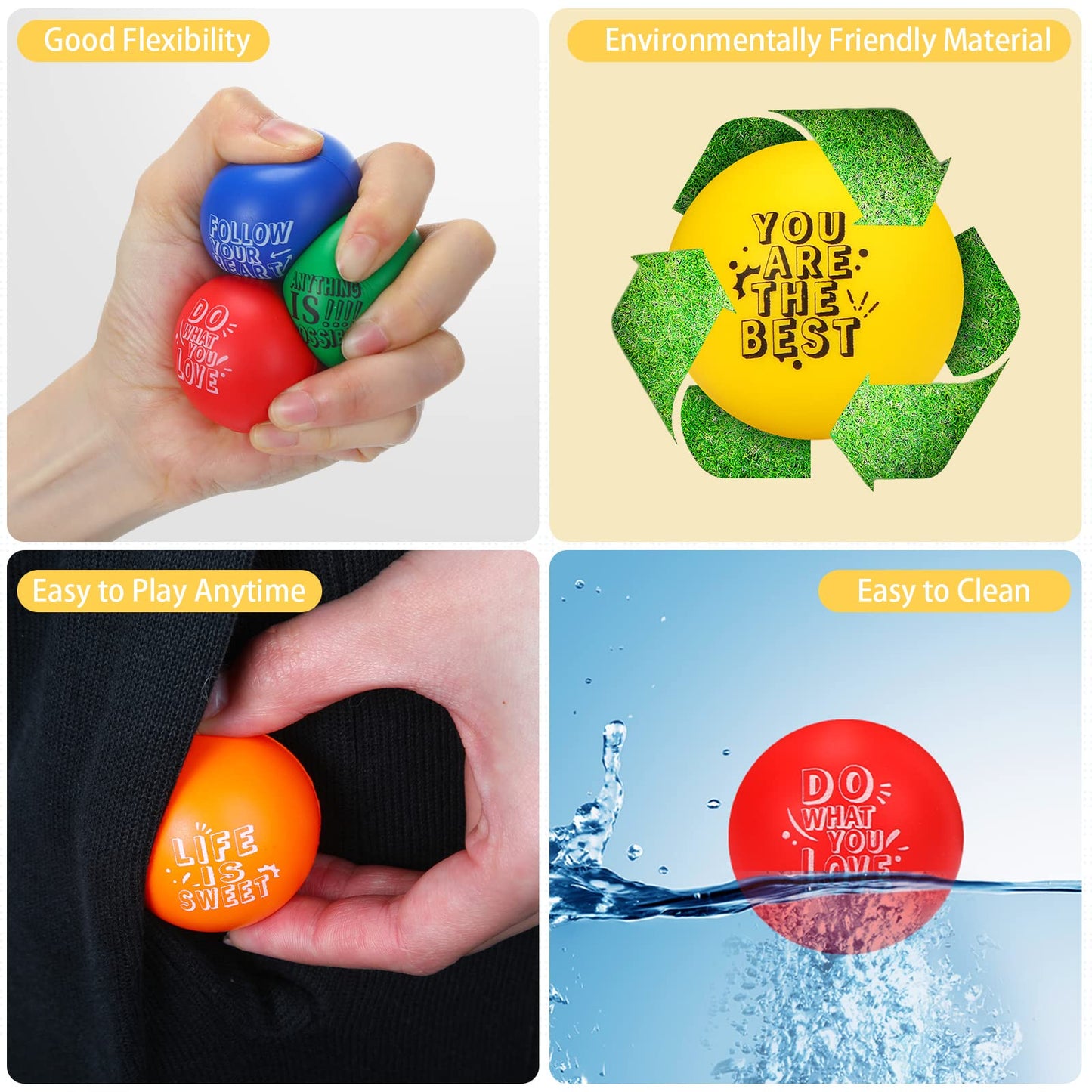 Leyndo 200 Pack Stress Balls Bulk Motivational Stress Relief Colorful Foam Squeeze Balls with Inspirational Quotes for Adults Teens Kids Relief Encouraging(Stress Balls)