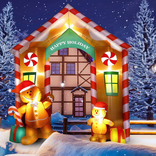 9.97 ft Inflatable Christmas Arch Outdoor Decoration Blow up Gingerbread Man Cookie House and Peppermint Decor with LED Lights Set for Indoor Outdoor Porch Door Garden Inflatable Xmas Arch Supplies