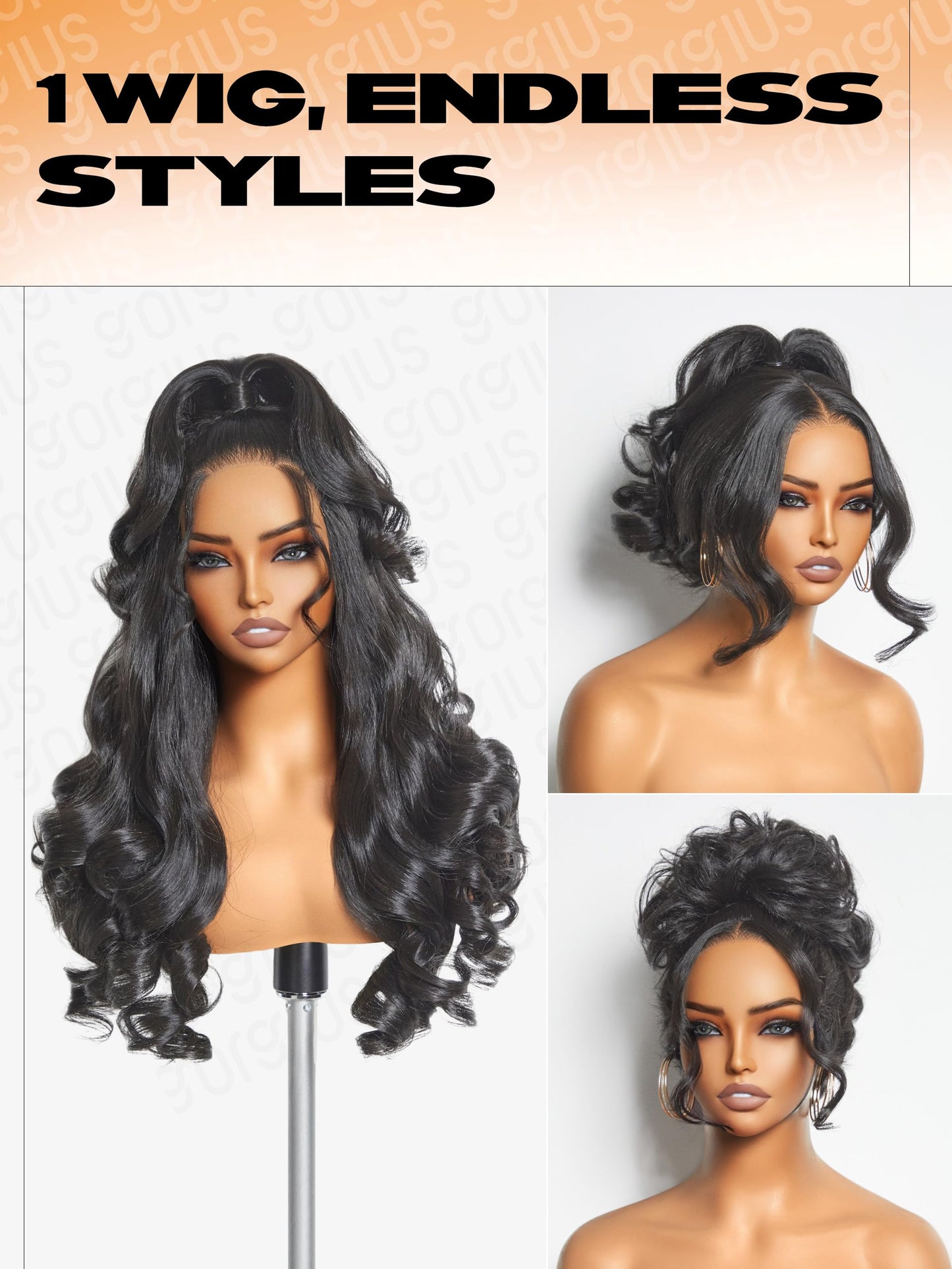 GORGIUS Glueless Loose Body Wave Lace Front Wigs Pre Cut Pre Plucked Middle Part Synthetic Frontal Wig For Women 24 Inch