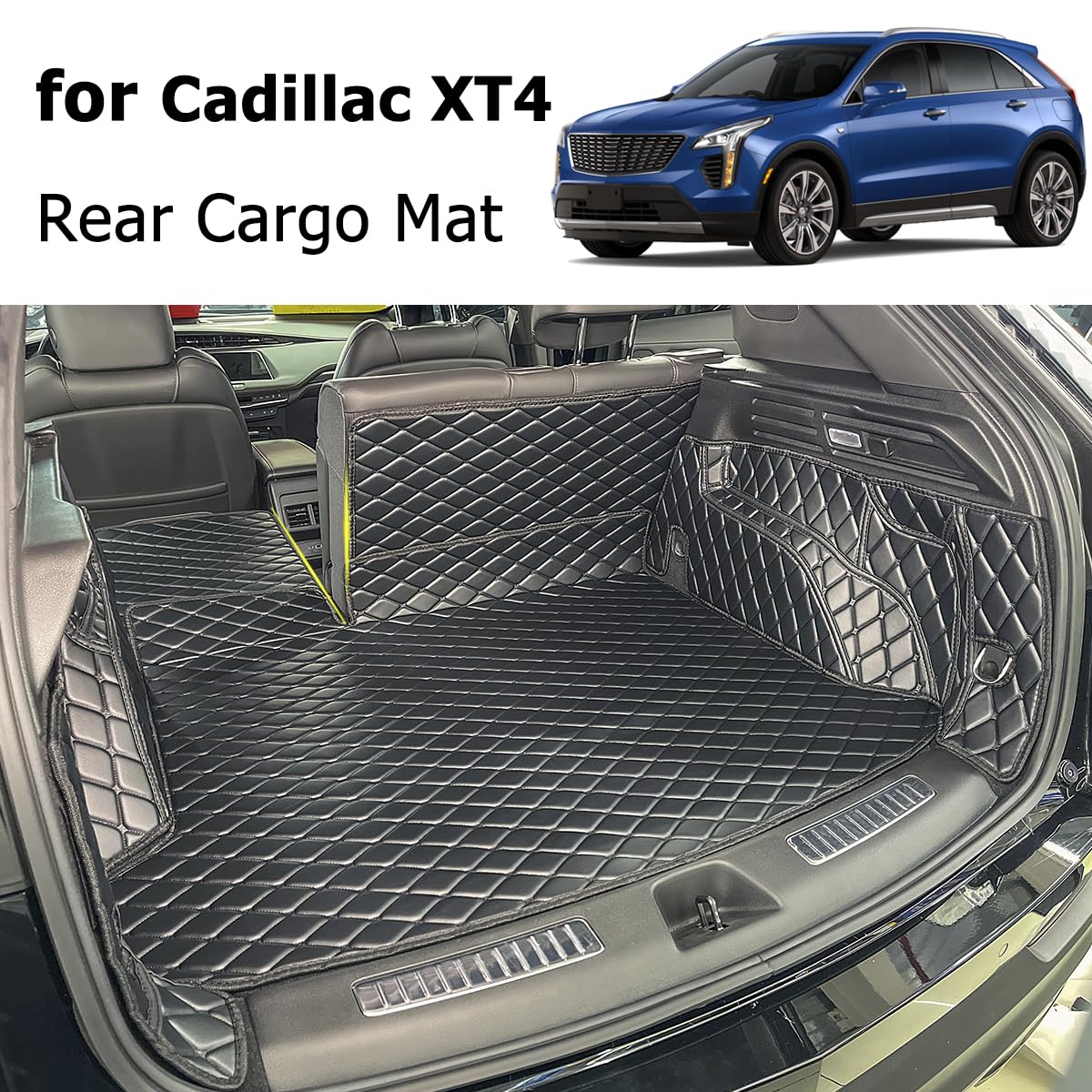 7DEEKEI for 2019-2025 Cadillac XT4 Trunk Mat and Rear Backrest Mat Cargo Liners All Weather Anti-Slip