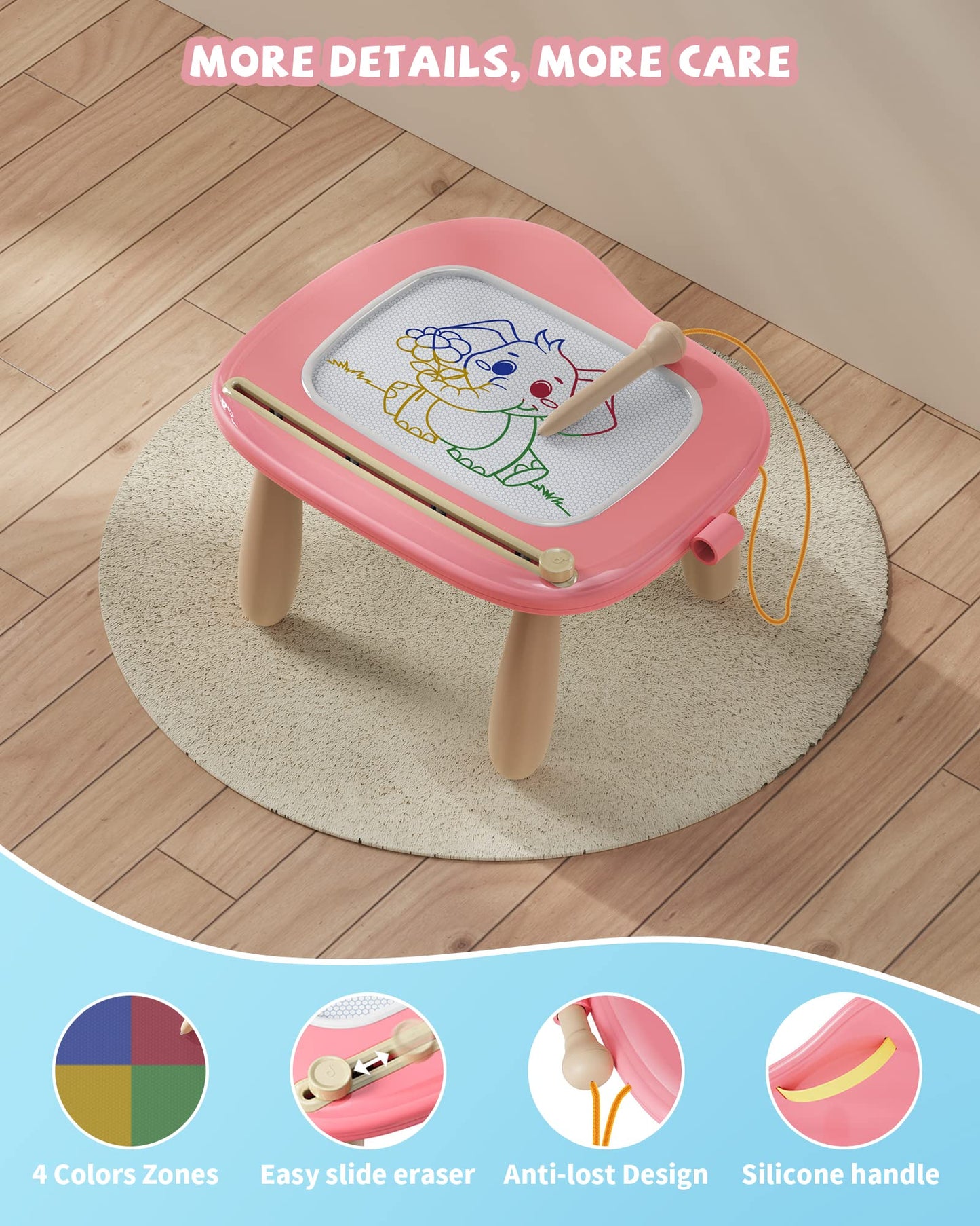 Magnetic Drawing Board, Doodle Board for Toddlers Toys Age 1-2, Magnetic Writing Board, Preschool Learning and Educational Toys for 1 2 3 Years Old Girl Boy, Gift for Birthday Christmas New Year(Pink)