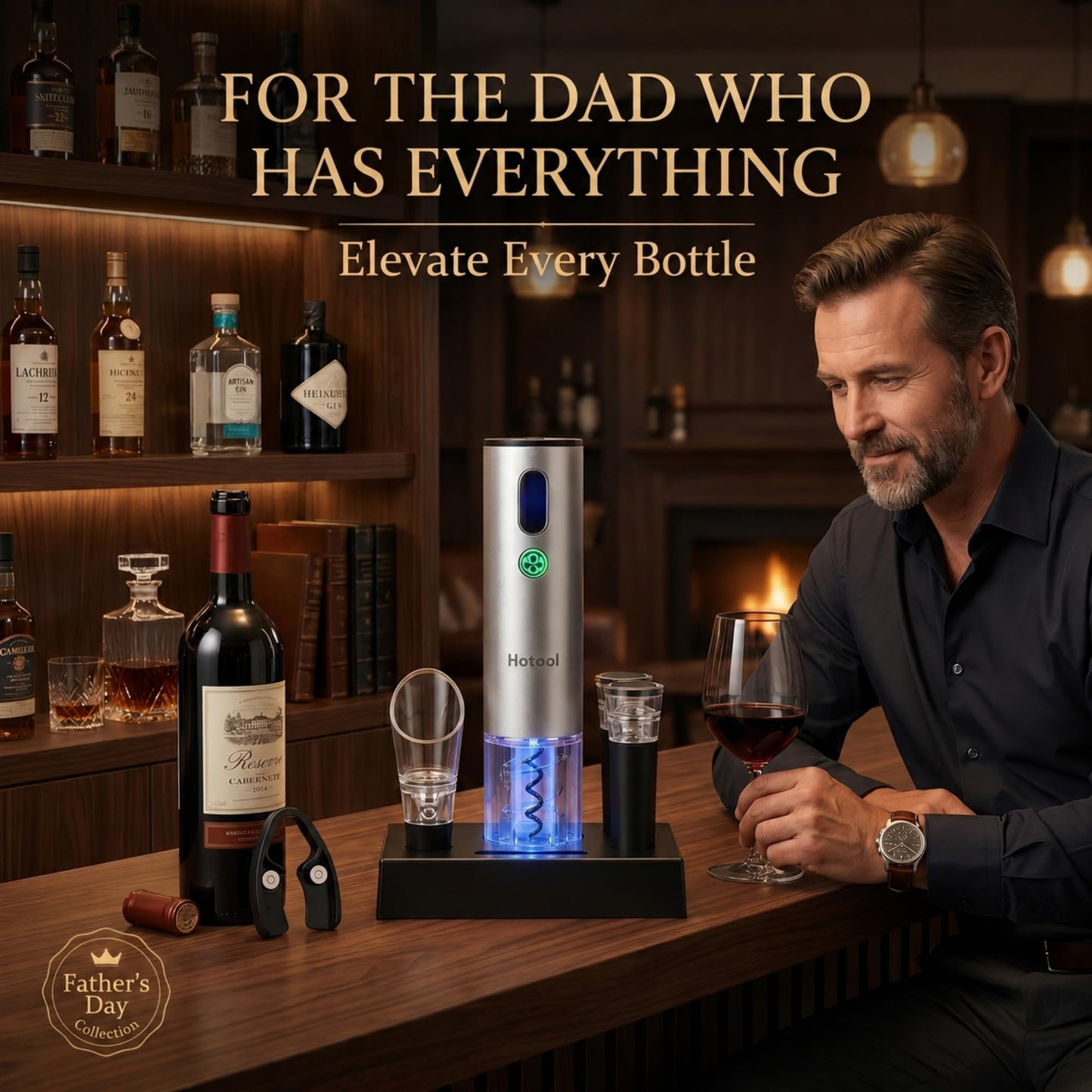 Electric Wine Opener with Wine Accessories -Rechargeable Wine Bottle Opener Set with Base, Wine Aerator, Foil Cutter and Wine Stoppers- Perfect Wine Gifts for Wine Lovers