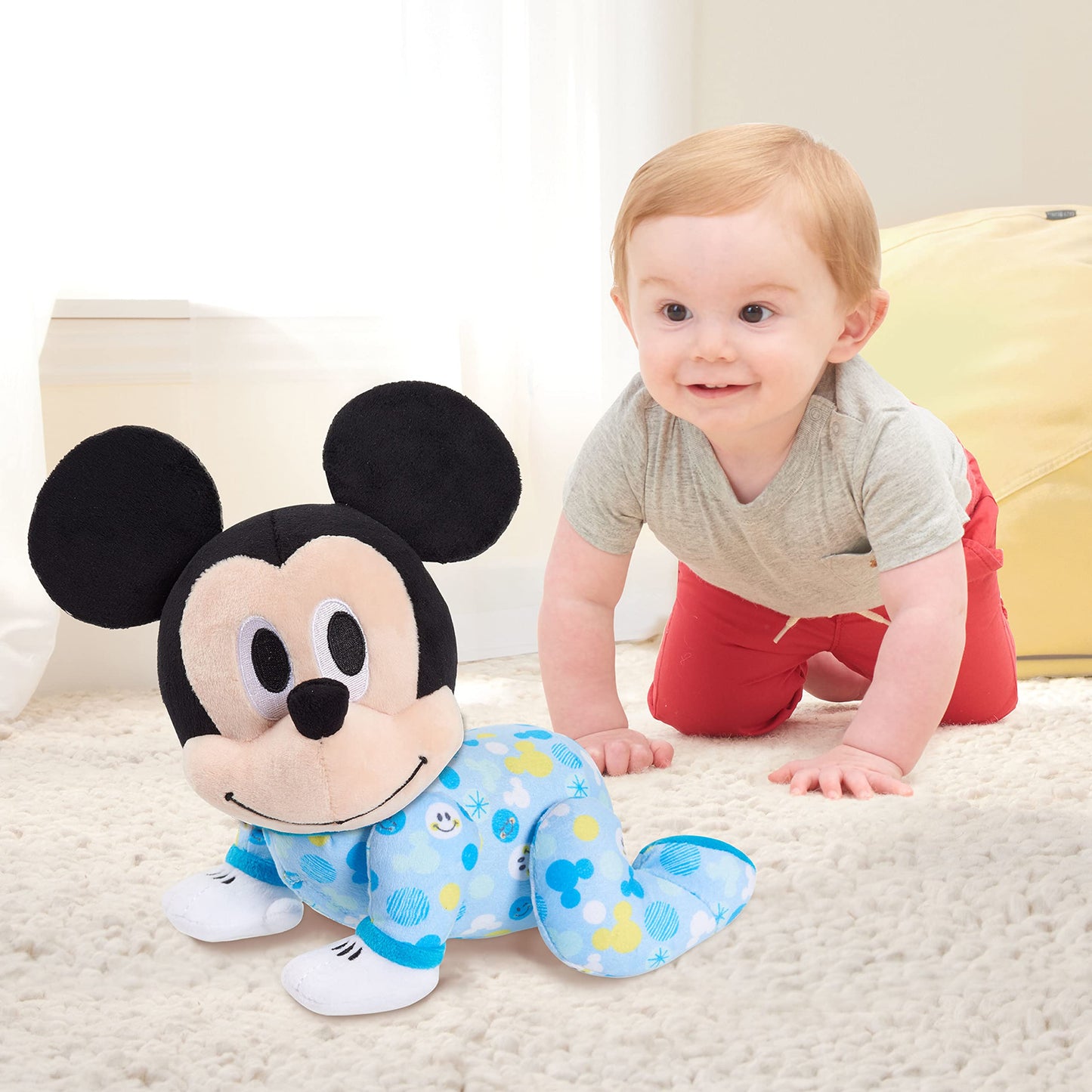 Disney Baby Musical Crawling Pals Plush, Mickey Mouse, Interactive Crawling Plush, Stuffed Animal, Officially Licensed Kids Toys for Ages 09 Month, Gifts and Presents