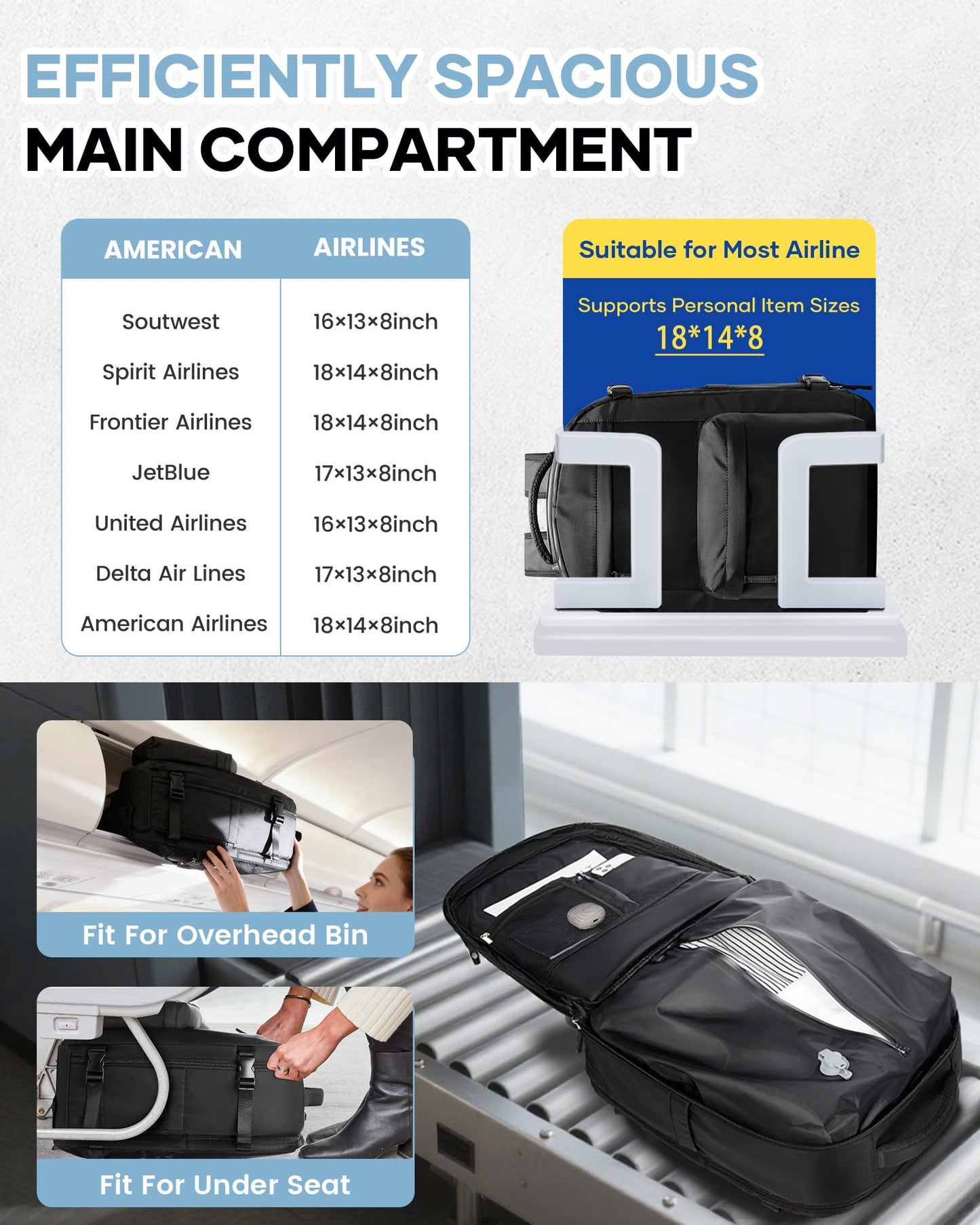 WONHOX Vacuum Seal Backpack for Travel with Air Pump Daypack Carry on Flight Approved Compression Laptop Space Saver Bags Storage with Vacuum System 18x14x8 inches Travel Essentials Bag Women Black
