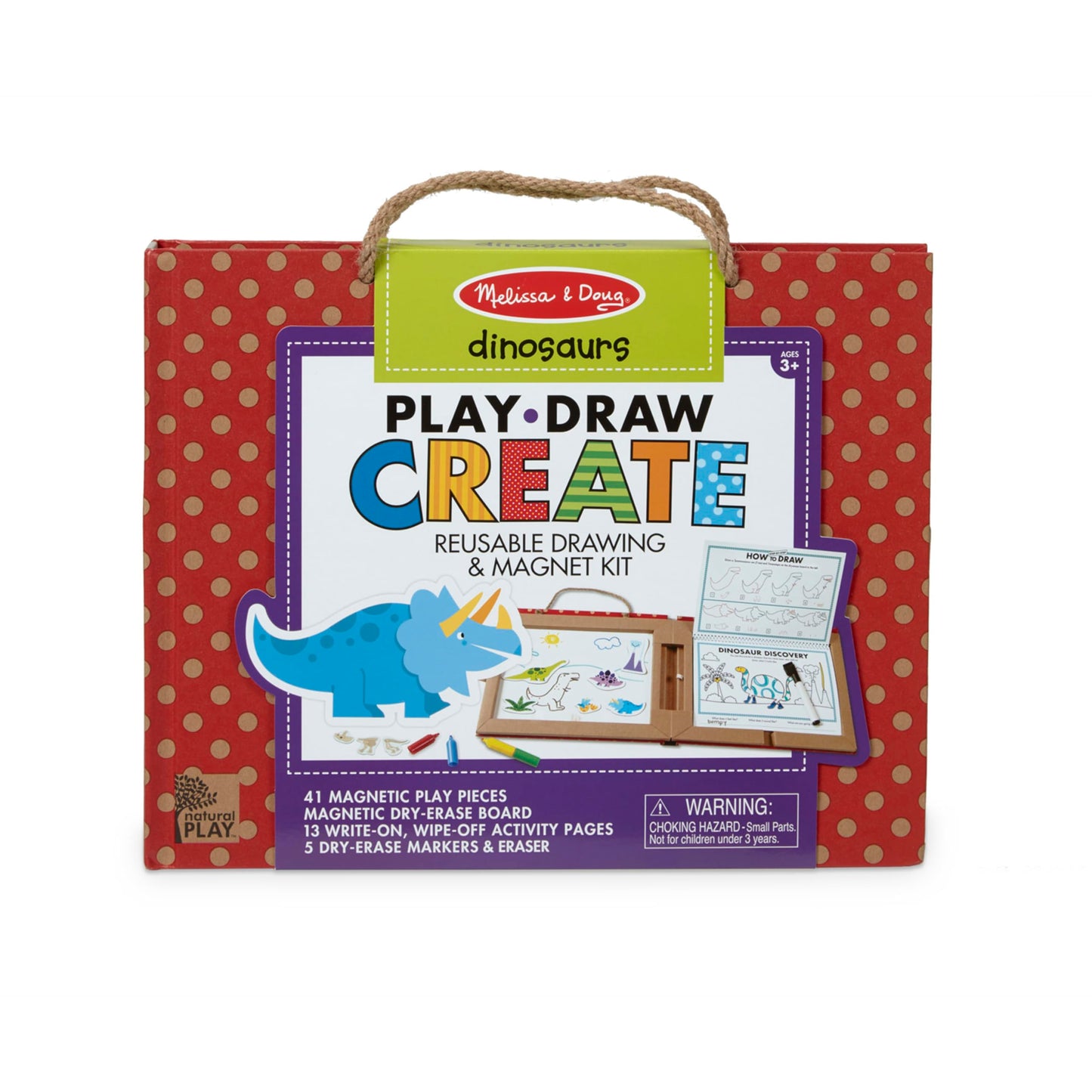 Melissa & Doug Natural Play: Play, Draw, Create Dinosaurs Drawing Activity Set & Magnet Kit - Reusable Mess-Free Travel Activity