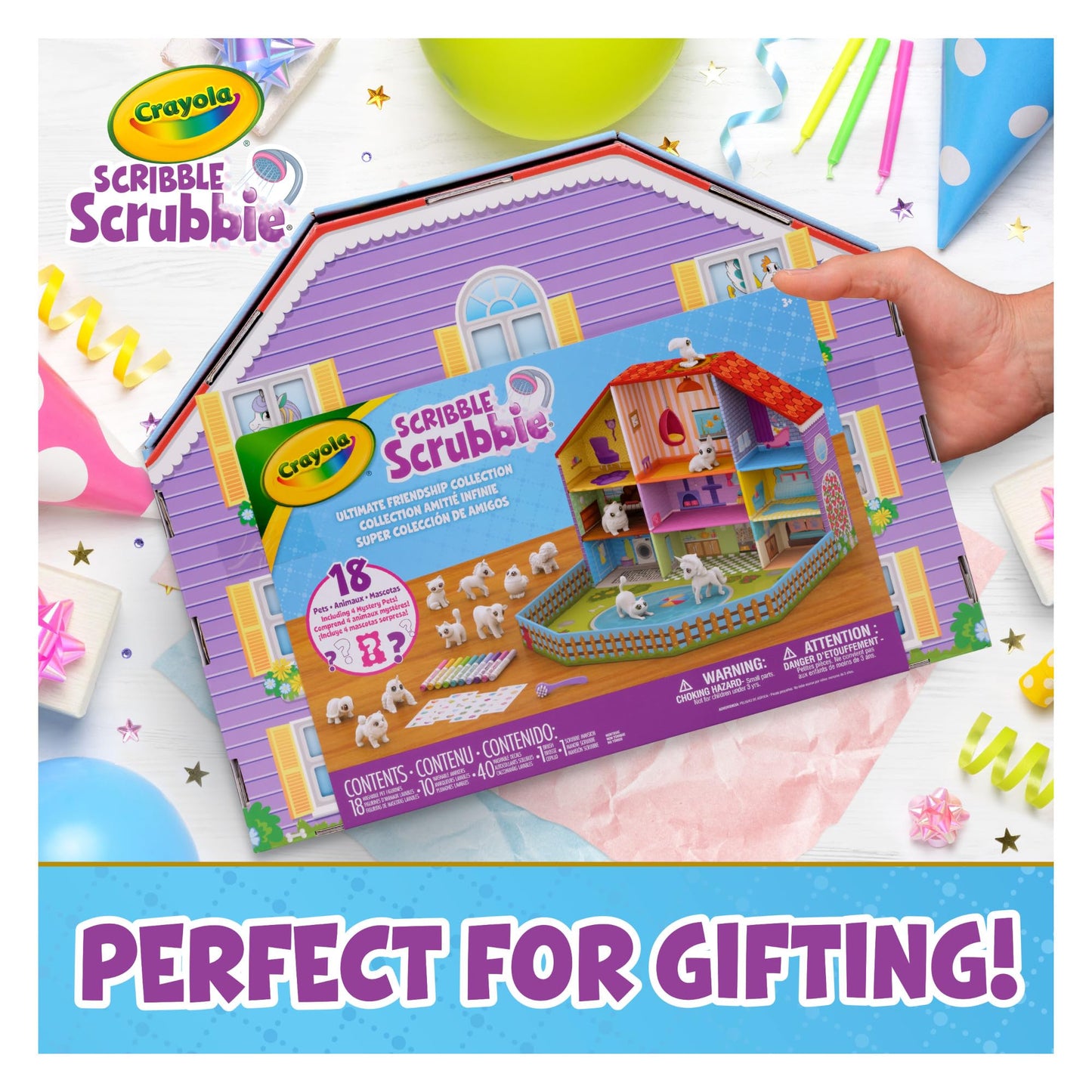 Crayola Scribble Scrubbie Pets Friendship Collection, 18 Pets and 10 Markers, with Display House, Arts and Crafts, Mystery Toys and Gifts for Kids, Ages 3+