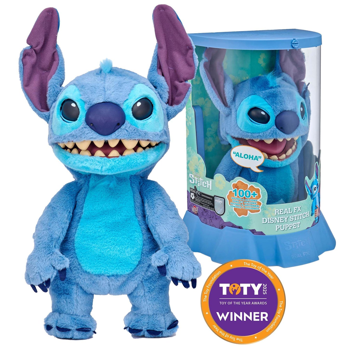Disney Stitch Interactive Animatronic Pet| REALFX | Looks, Feels, Sounds Real! Over 100 Sounds and Reactions | Officially Licensed | Reacts to Touch & Movement