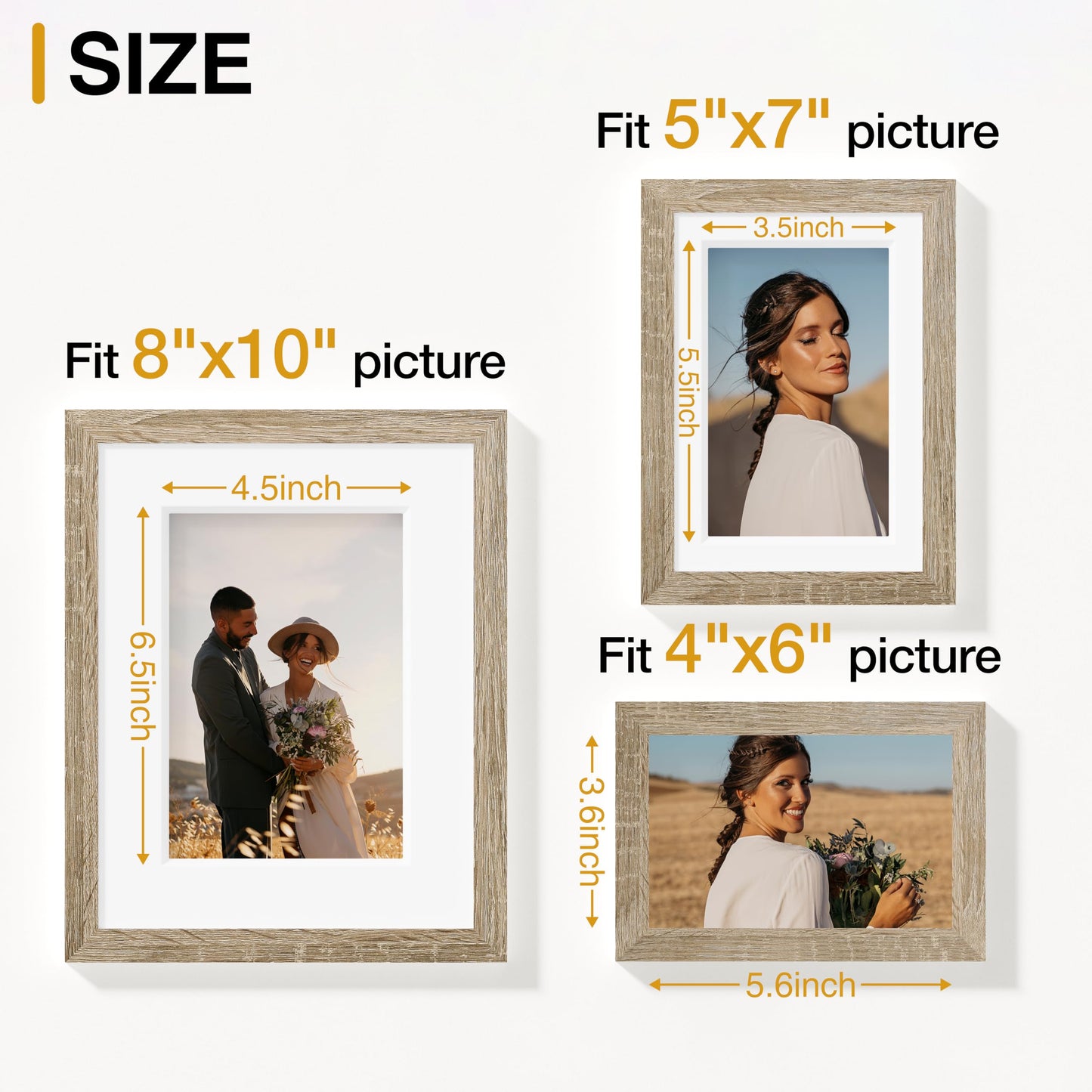 Vittanly 15 Pack Picture Frames Collage Wall Decor, Multi Sizes Including 3pcs 8x10, 6pcs 5x7 and 6pcs 4x6 Photo Frames, Gallery Frame Set for Wall or Tabletop Display, Light Wood