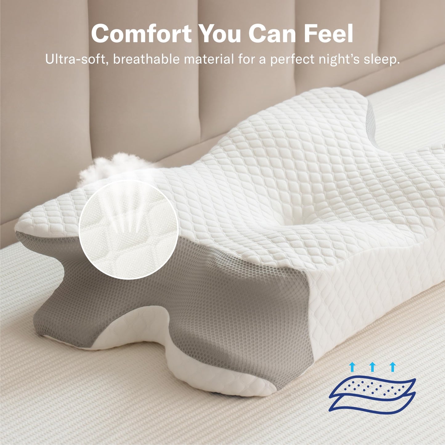 Alcedo Cervical Pillow for Cozy Sleep and Neck Pain Relief, Odorless Ergonomic Memory Foam Pillow, Orthopedic Bed Pillow for Side, Back & Stomach Sleepers