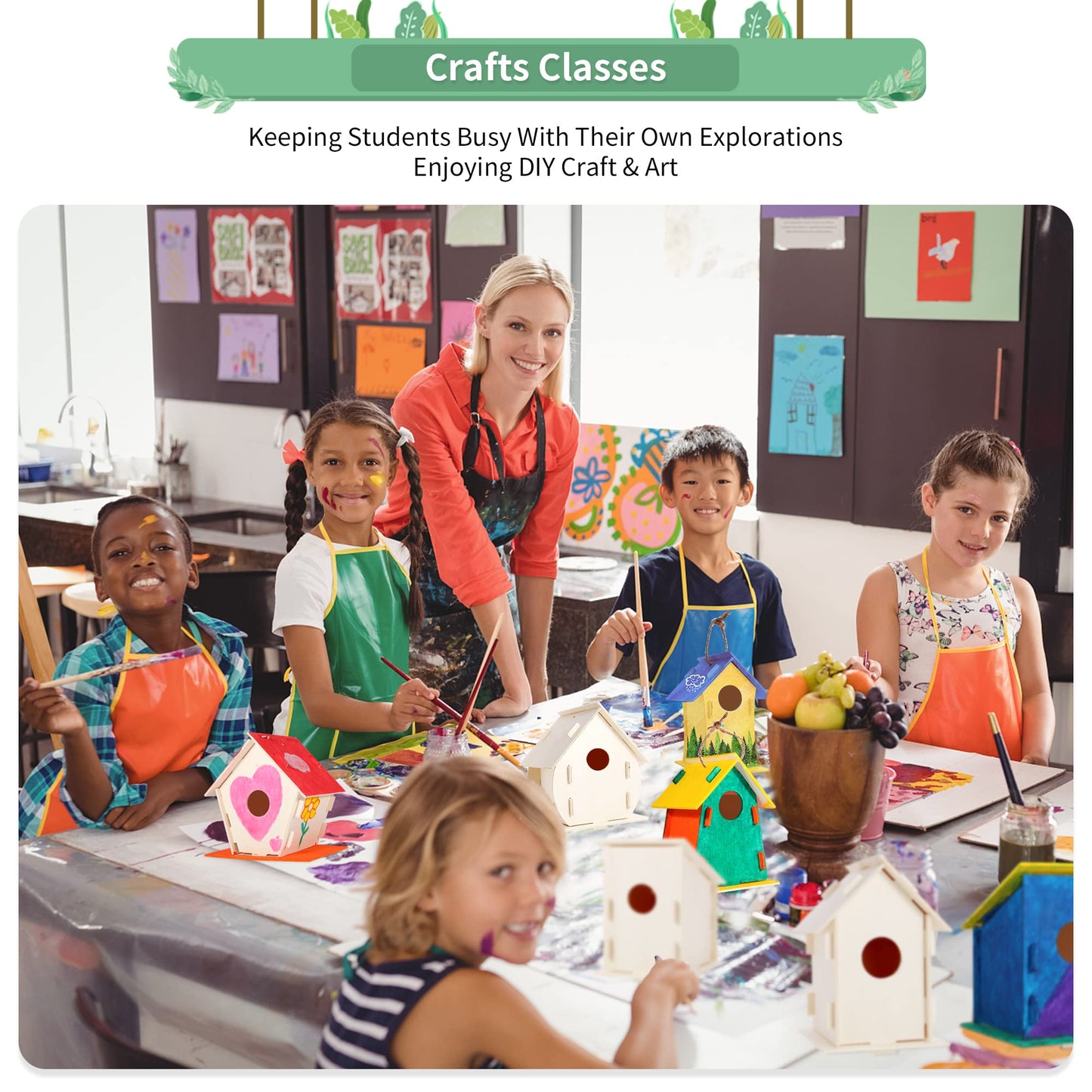 ILHSTY 18 Pack Large Paintable DIY Wooden Bird Houses Kits for Kids, Kids Crafts Wood Houses for Crafts Class Parties Birthday, DIY Crafts and Art Birdhouse Kits for Children to Build and Design（18）