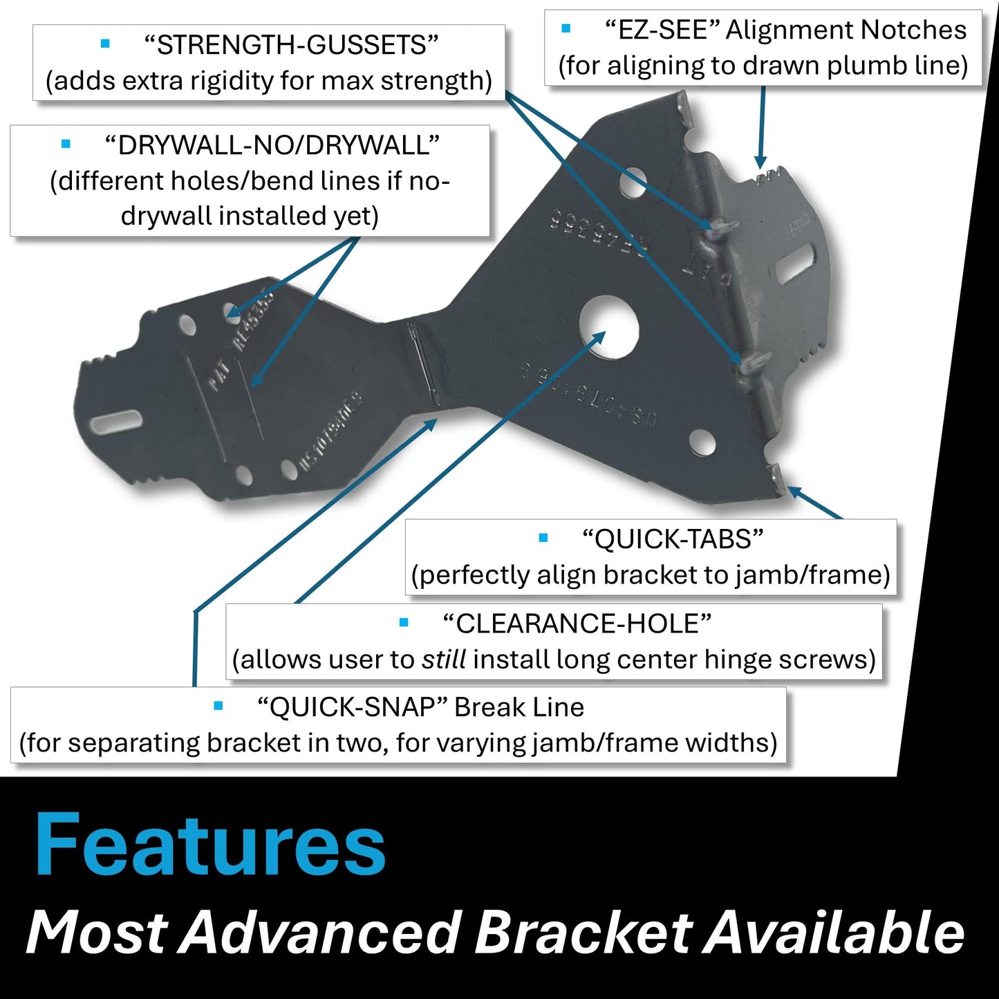 EXPR® Premium Door Install Kit - Max Strength (Secures Both Sides) | Official Door Stud® Bracket