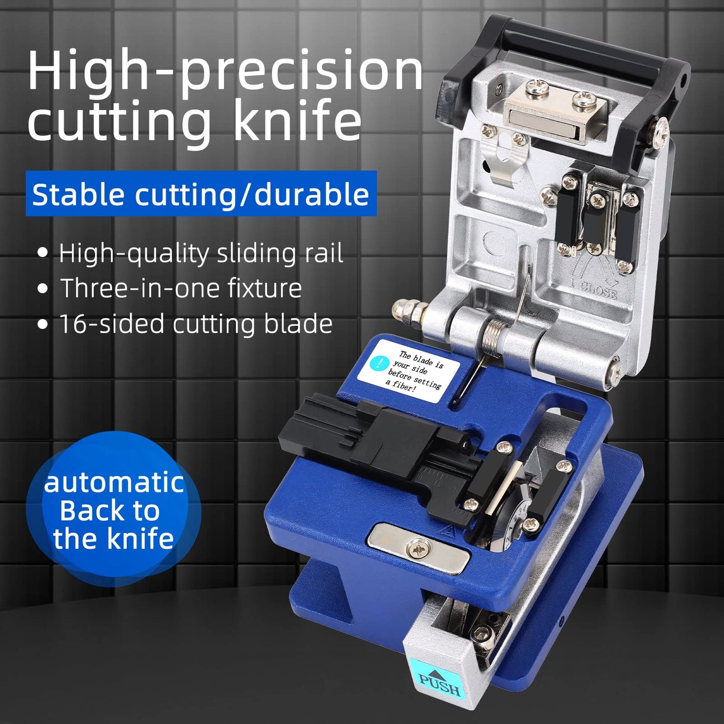FTTH optical fiber tool kit with 36000 cutter FC-6S and optical fiber drop cable optical fiber stripper CFS-3 stainless steel Adjustable openin three-port hole optical fiber cold connection (5 in 1)