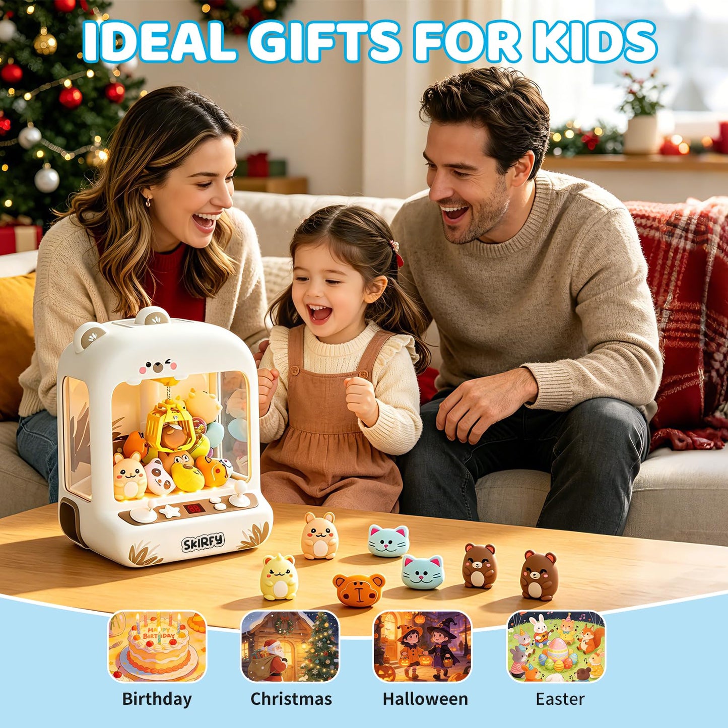 Skirfy Mini Claws Machines for Kids,Vending Machines Toys for Boys Girls 6 7 8 9 Year Old,Arcades Games Toys Bear with LED Light & Adjustable Sound,Birthday Party for 6-12 Year Old Boys Girls