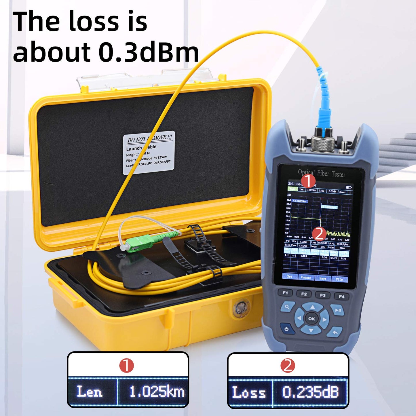 Cruiser Fiber Optic Cable Test Tool OTDR Launch Cable Box 1km SC/UPC-SC/APC SM Single Mode OTDR Dead Zone Eliminator 1310/1550nm