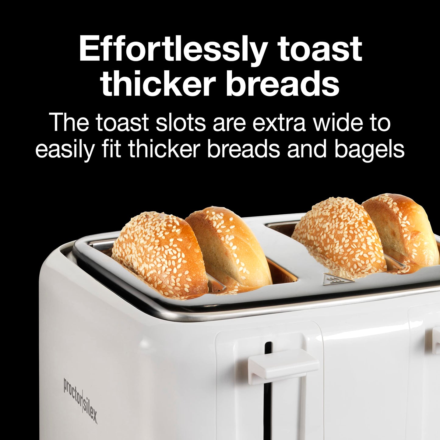 Proctor Silex 4 Slice Toaster with Extra Wide Slots for Bagels, Cool-Touch Walls, Shade Selector with 7 Browning Levels, Toast Boost, Auto Shut-off and Cancel Button, White (24214PS)