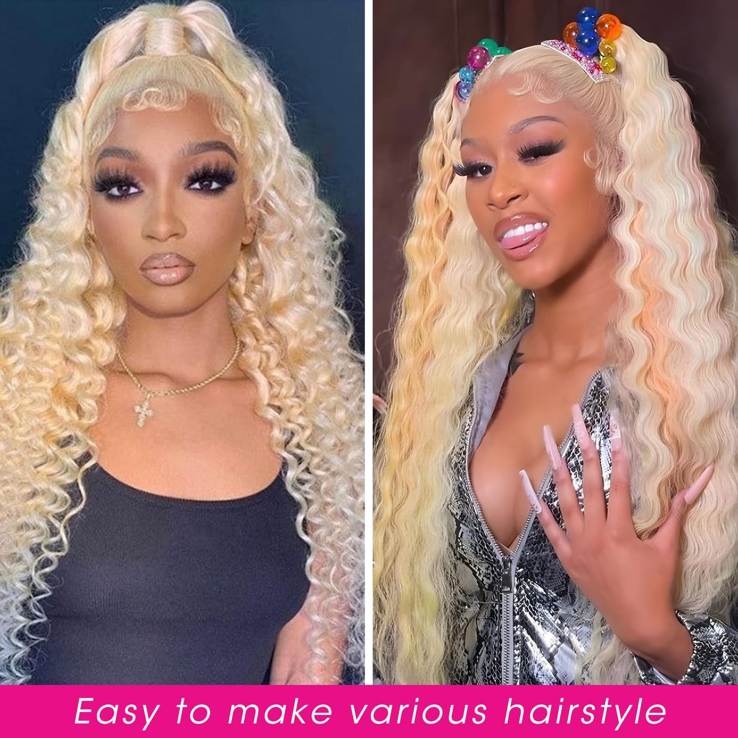 613 Lace Front Wig with 13x6 Transparent Deep Wave Lace - 180 Density, Free Part, Bleached Knots, Baby Hair - 613 HD Lace Frontal Wig for Women