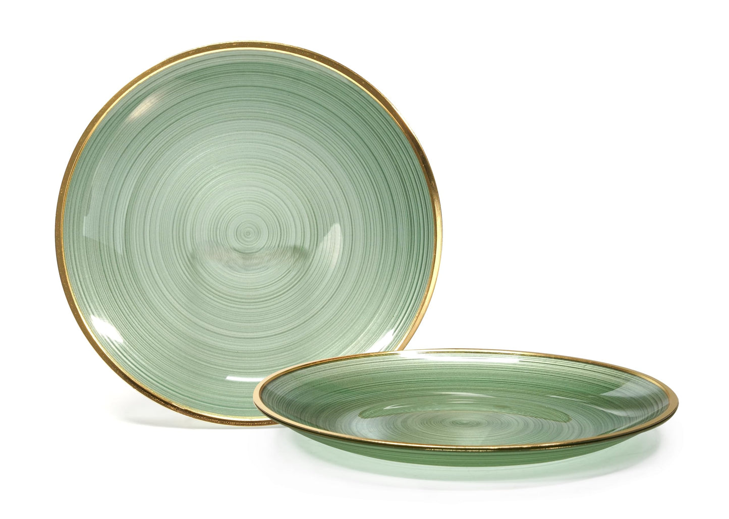 " OCCASIONS " 50 Plates Pack (25 Guests)-Wedding Party Disposable Plastic Plate Set -25 x 10'' Dinner + 25 x 7'' Salad & Dessert plates (Belize in Green & Gold)