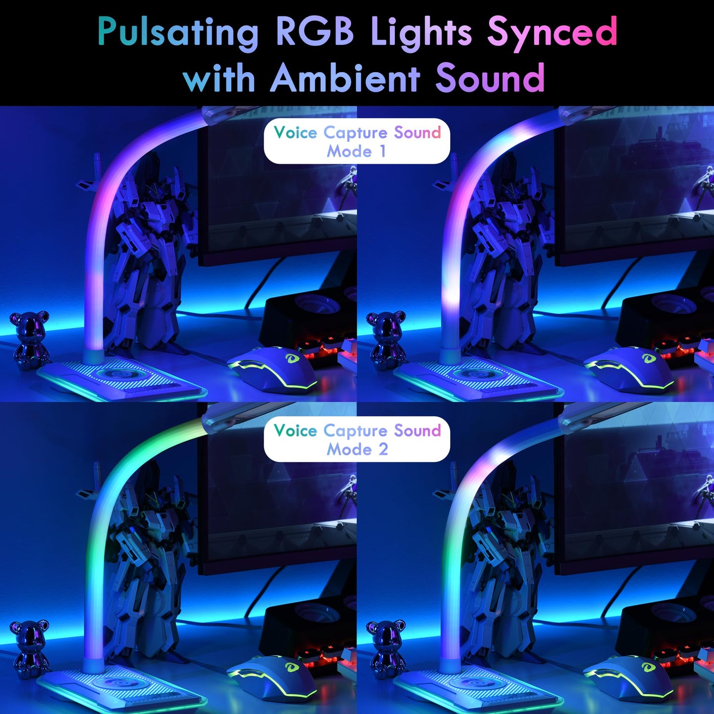 WILIT LED Desk Lamp with Wireless Charger, Interactive RGB Color Changing Gaming Lamp with USB Charging Port, Touch Control Table Lamp,Reading Lamp, Desktop Lamp for Home Office,Birthday Gifts