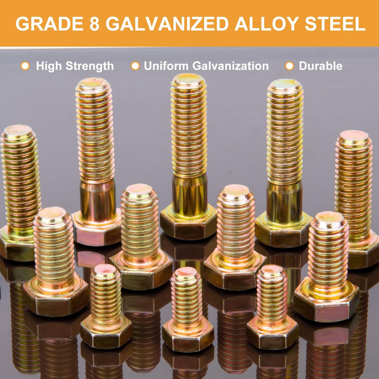 626PCS Grade 8 Nuts and Bolts Kit, Heavy Duty SAE Bolt Assortment Set, Including 1/4-20 5/16-18 3/8-16 1/2-13 SAE Sizes