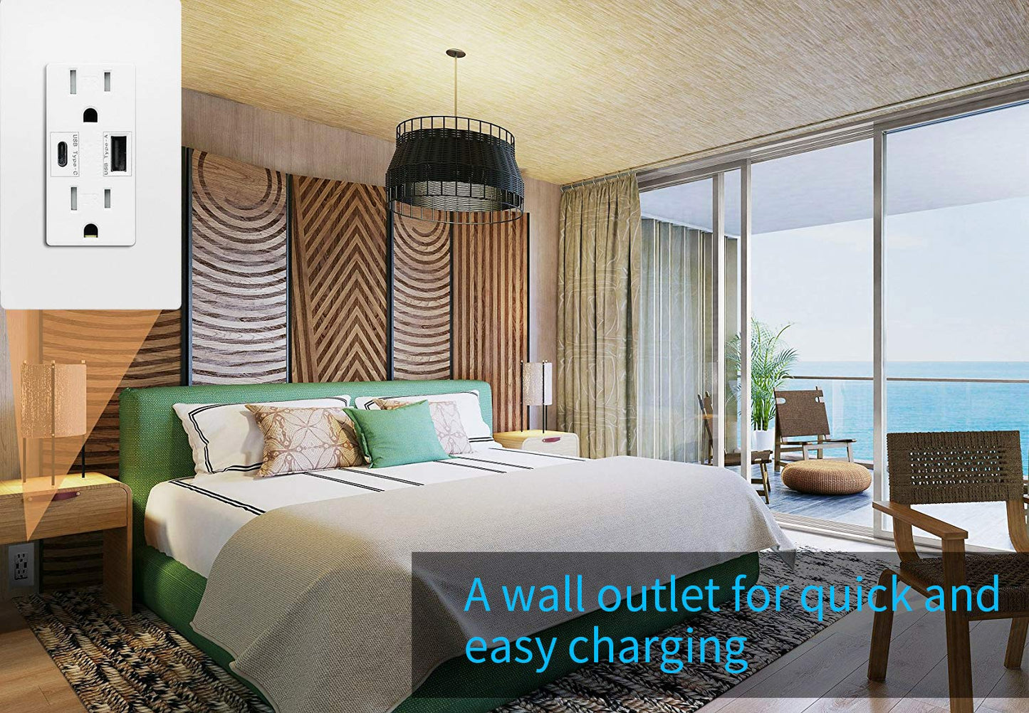 Micmi USB Outlet with C + A Wall Dual High Speed Receptacle Smart 4.8A Fast Charging Capability,15Amp 125Volt, Tamper Resistant Wall Plate Included (10Pack, White, 15 Amp Outlet)