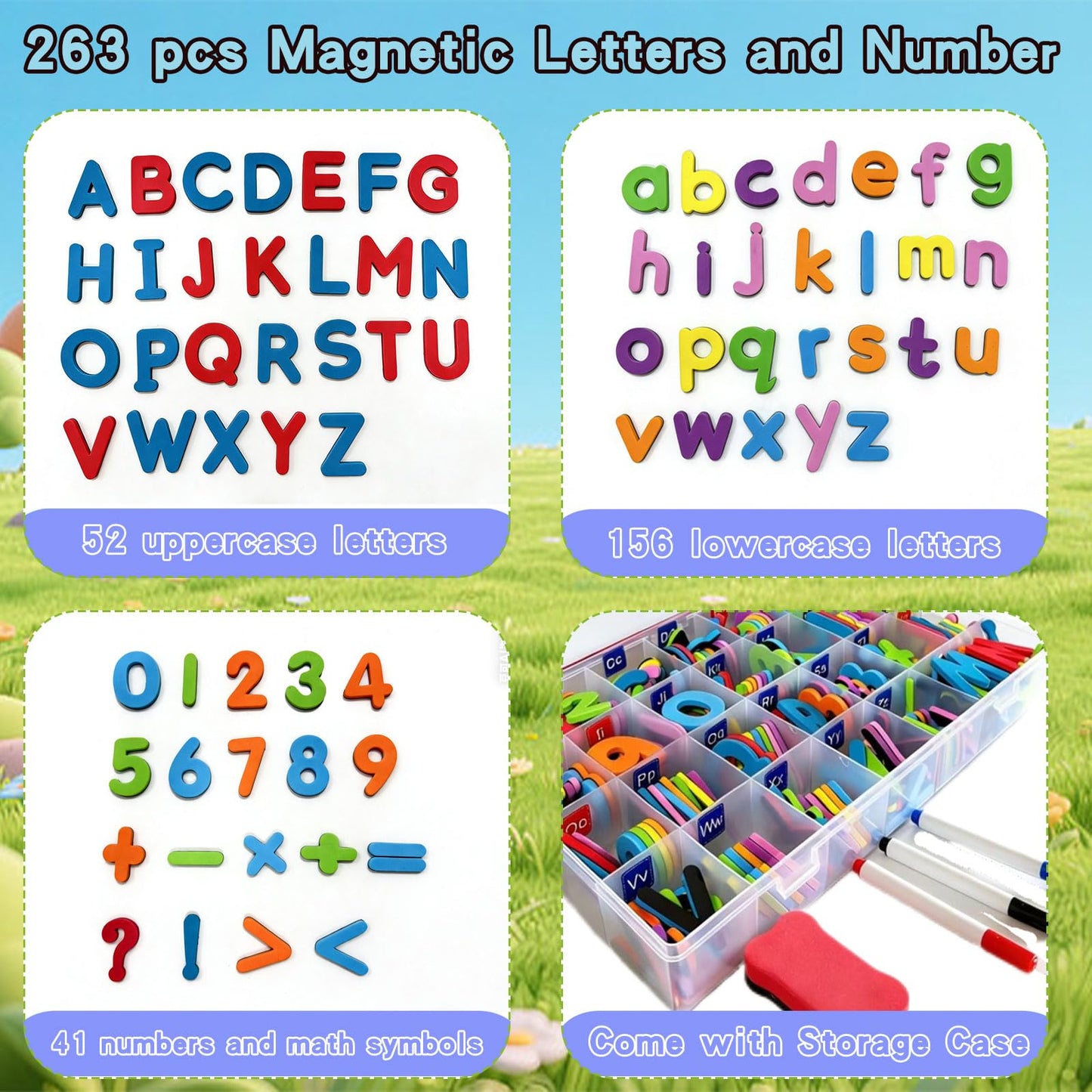 Magnetic Letters and Numbers 238 Pcs, Uppercase Lowercase Foam Alphabet ABC Fridge Magnets for Boys and Girls