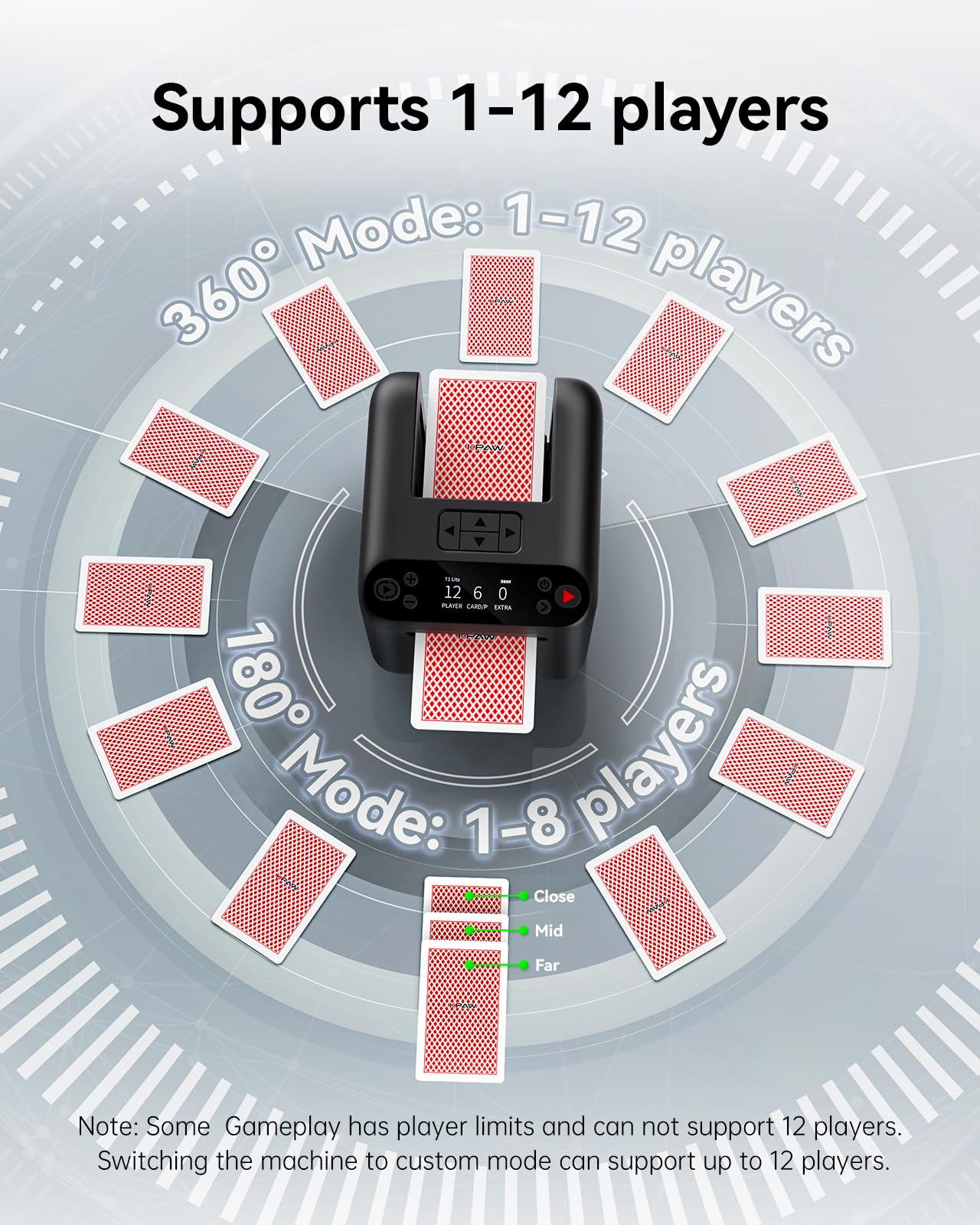 KPAW Automatic Card Dealer with 4 Wireless Remotes, Handles 1–3 Decks, USB Rechargeable Card Dealing Machine, Portable Card Dealer for Texas Holdem, UNO, Bridge, Poker More