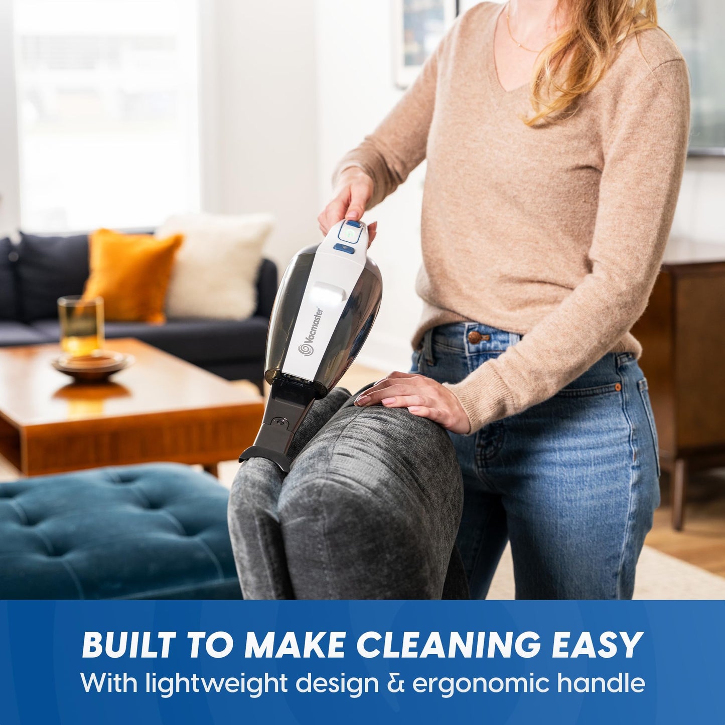 Vacmaster Pet Hair Cordless Hand Vacuum with Motorized Nozzle, 2-Speeds, LED Light, for Home & Car, Dusting Brush, Precision Nozzle, and Crevice Tool