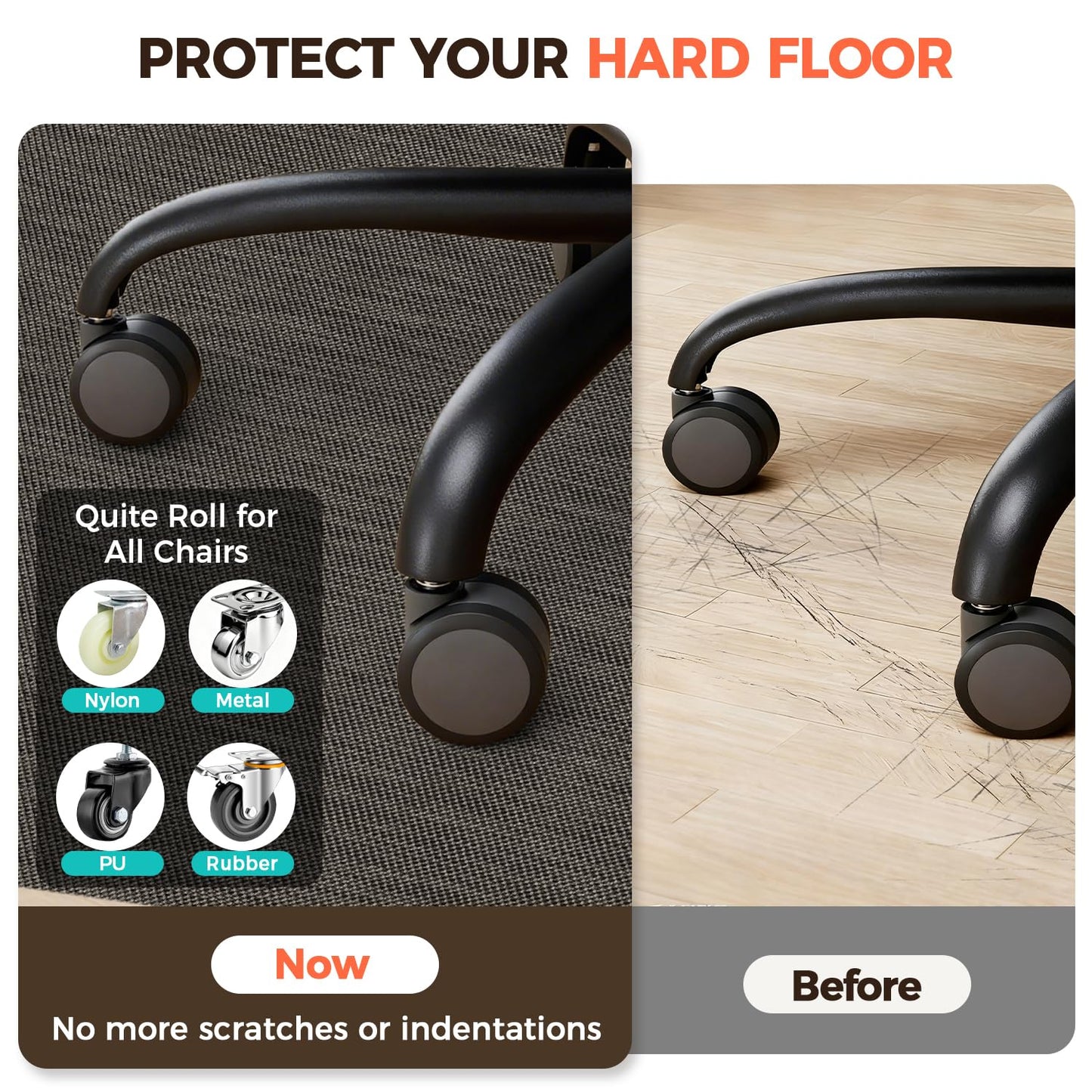 BAGAIL Office Chair Mat for Hardwood Floor, 35"x47" Heavy Duty Computer Chair Mat - Fast Flat & Smooth Glide - Non-Slip Desk Chair Floor Protector for Home Office - Dark Brown