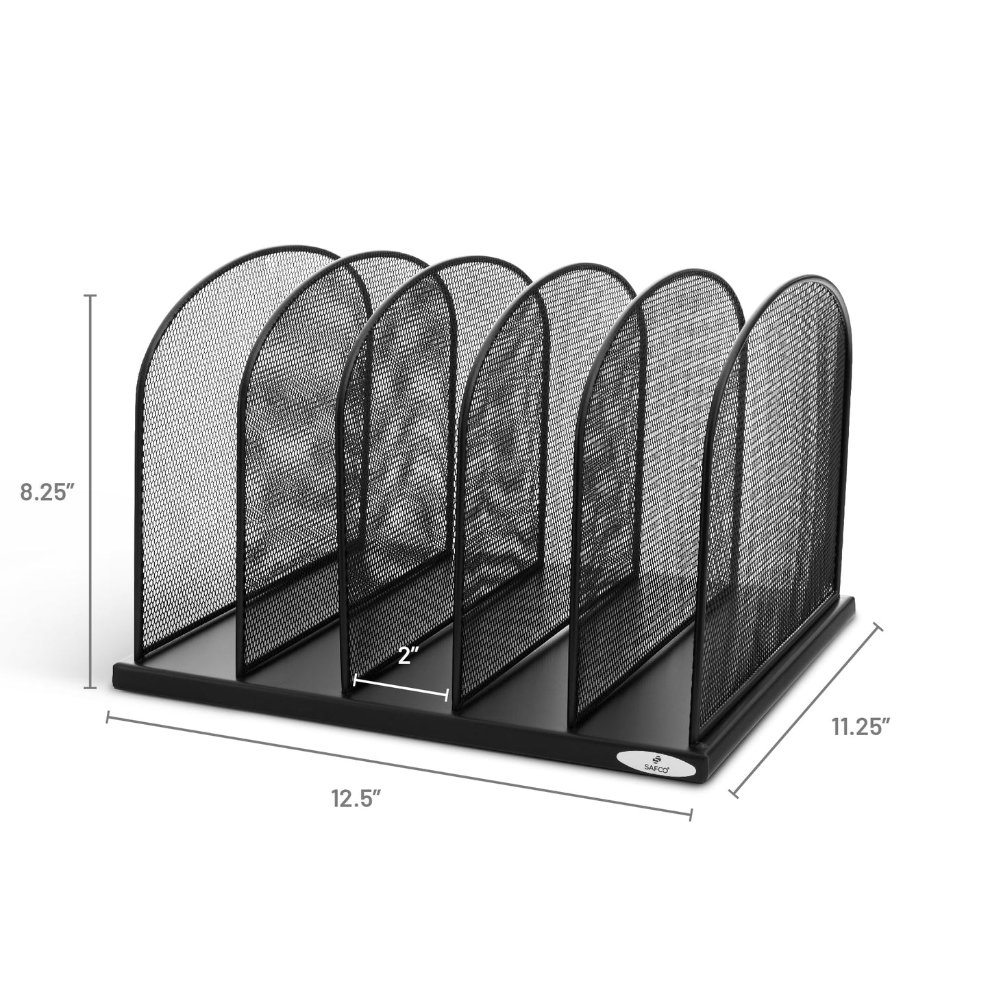 Safco Onyx Desk Organizer, 5 Tiered Vertical Compartments, Office and Classroom Mailbox , Paper and Mail Sorter, Steel Mesh, Black