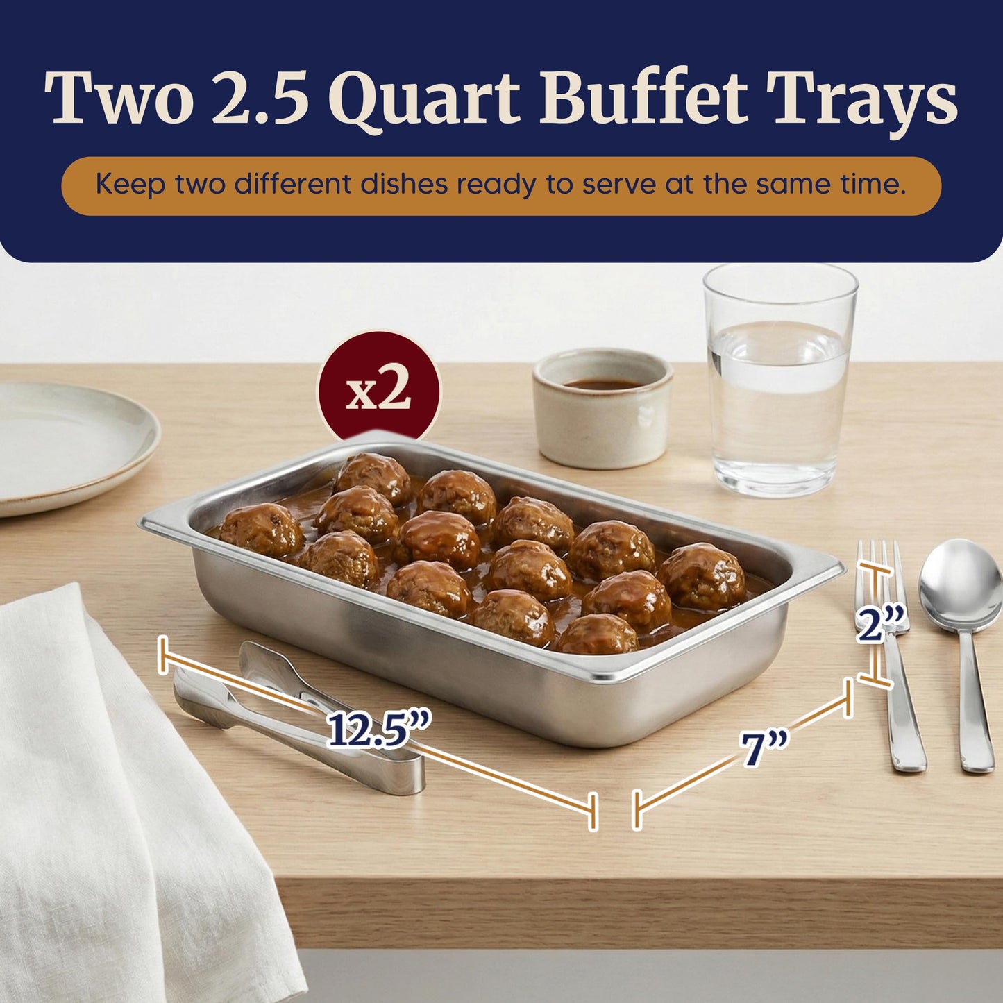 Elite Gourmet EWM-6122X Deluxe Dual Buffet Server Food Warmer Party Tray, Gravy & Holiday Essentials, Special Events, 2 x 2.5Qt, Stainless Steel