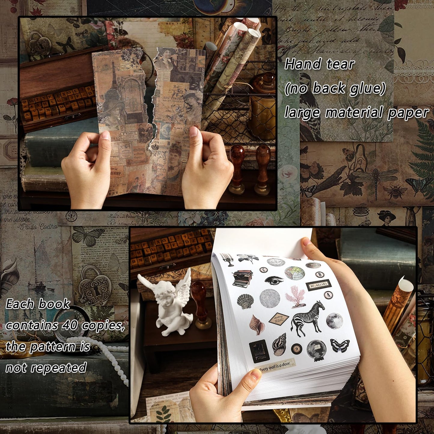 Prstincol Vintage Aesthetic Washi Stickers and Papers for Scrapbooking, Ephemera