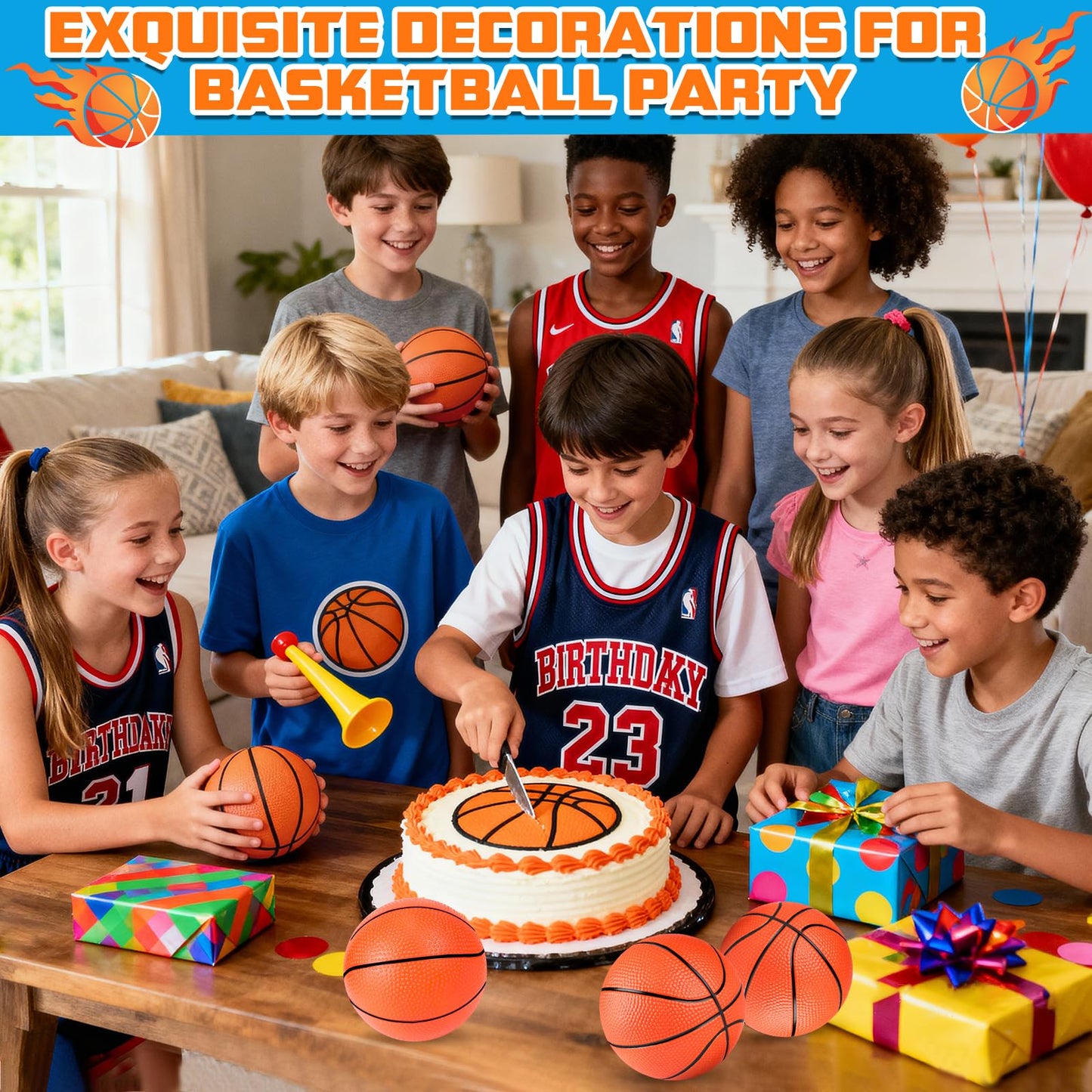 Hymaz 24 Pcs Mini Basketballs 4 inch Basketball with Ball Pump for Indoor and Outdoor Basketball Hoop,Party Favors Balls Playground Games Sport Toys Ball for Kids Adults